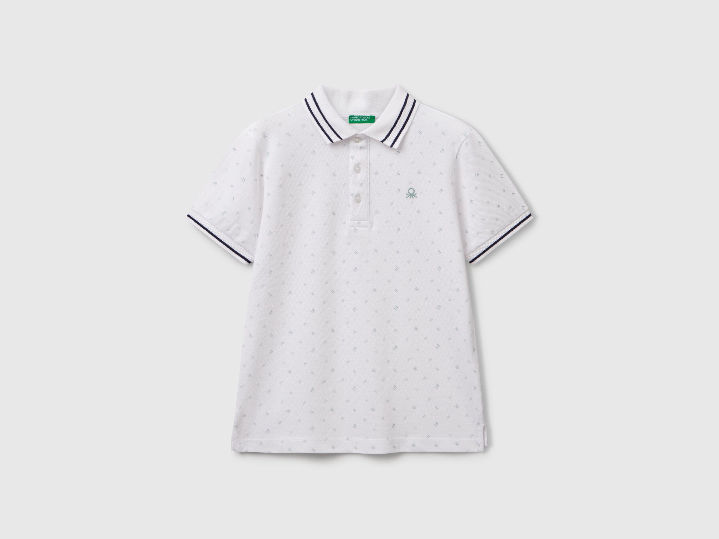 Benetton_Micro Patterned Polo Shirt in Pure Cotton_3H35C301V_64Z_01