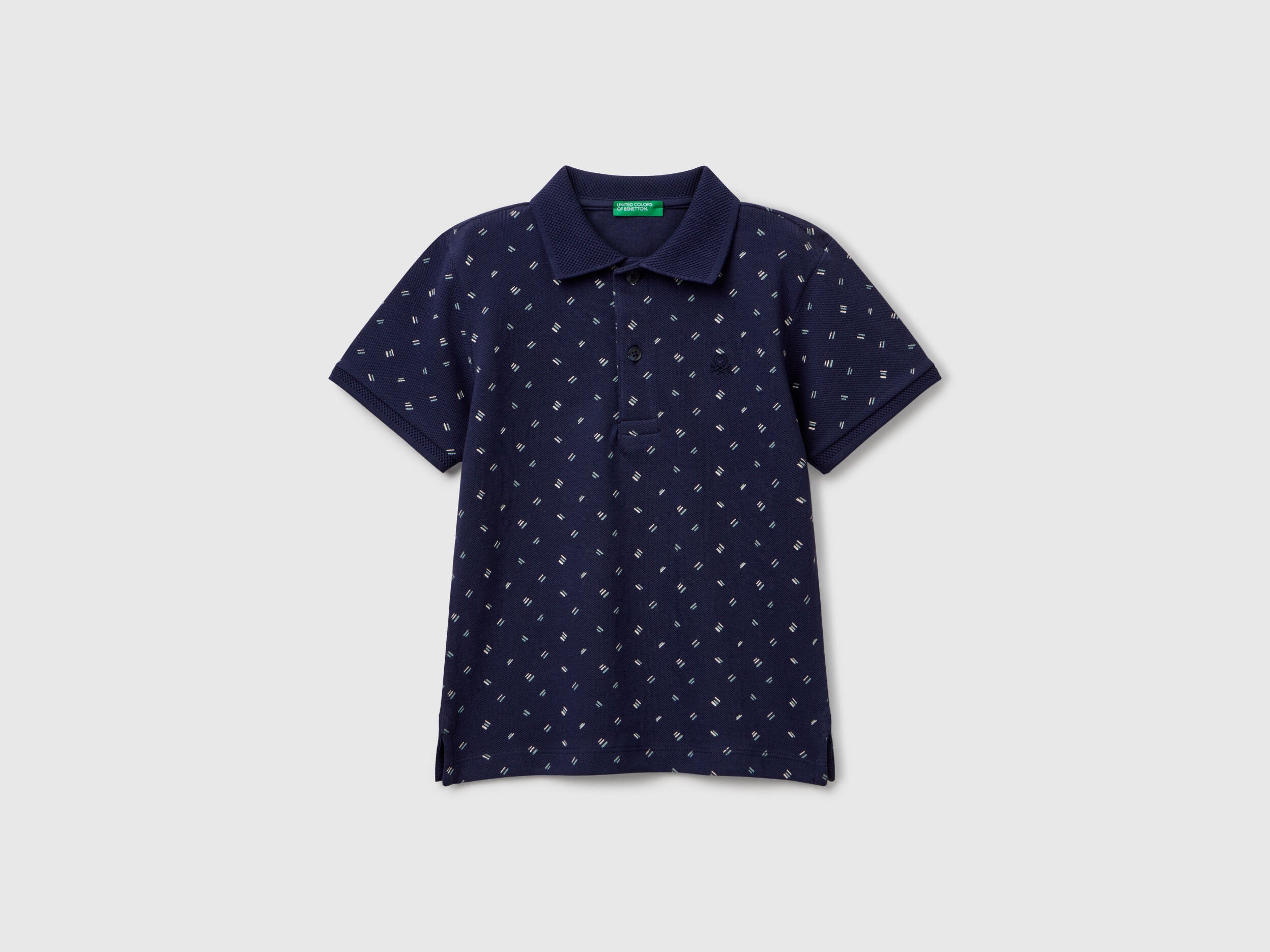 Benetton_Micro Patterned Polo Shirt in Pure Cotton_3H35G300X_64W_01