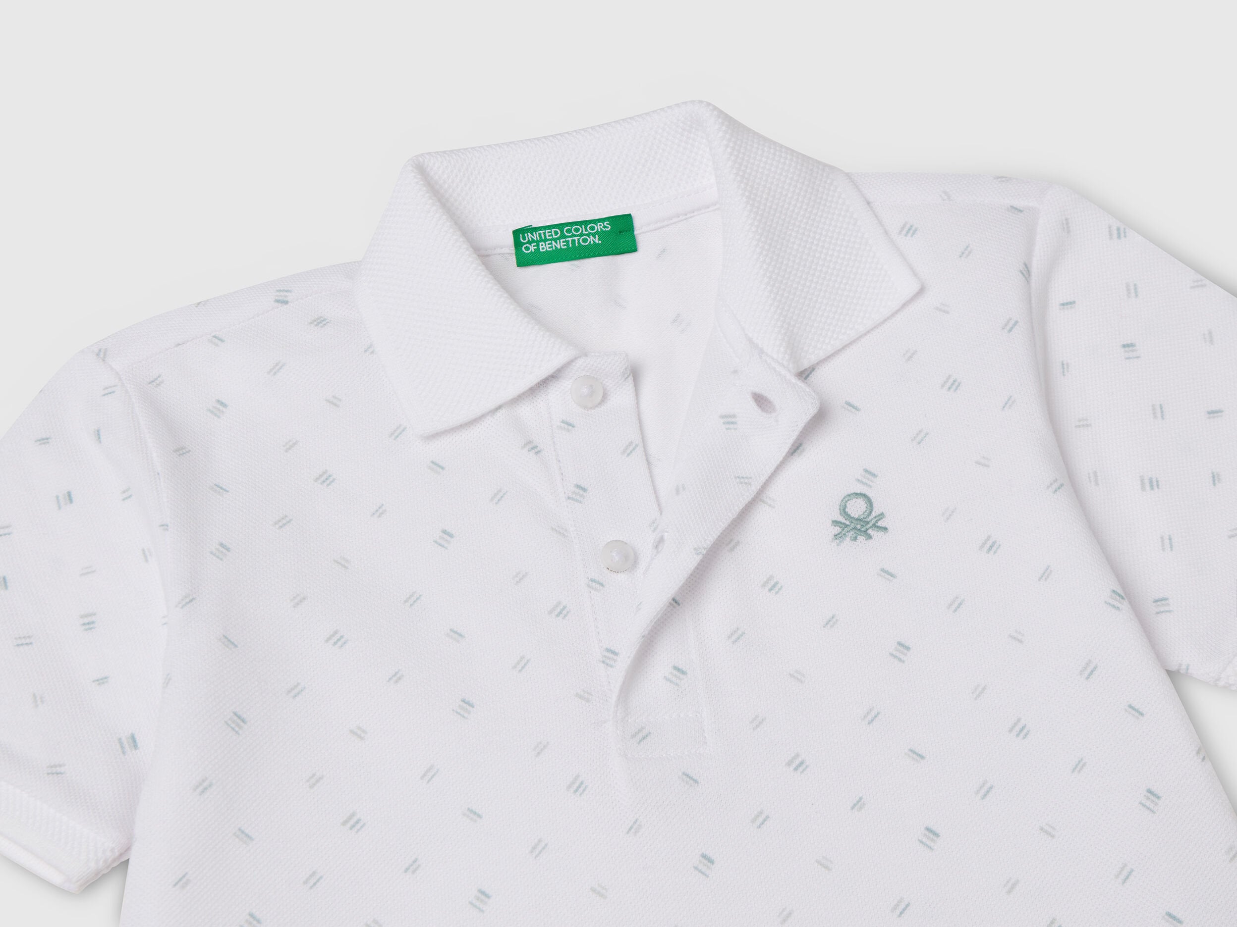 Benetton_Micro Patterned Polo Shirt in Pure Cotton_3H35G300X_64Z_03