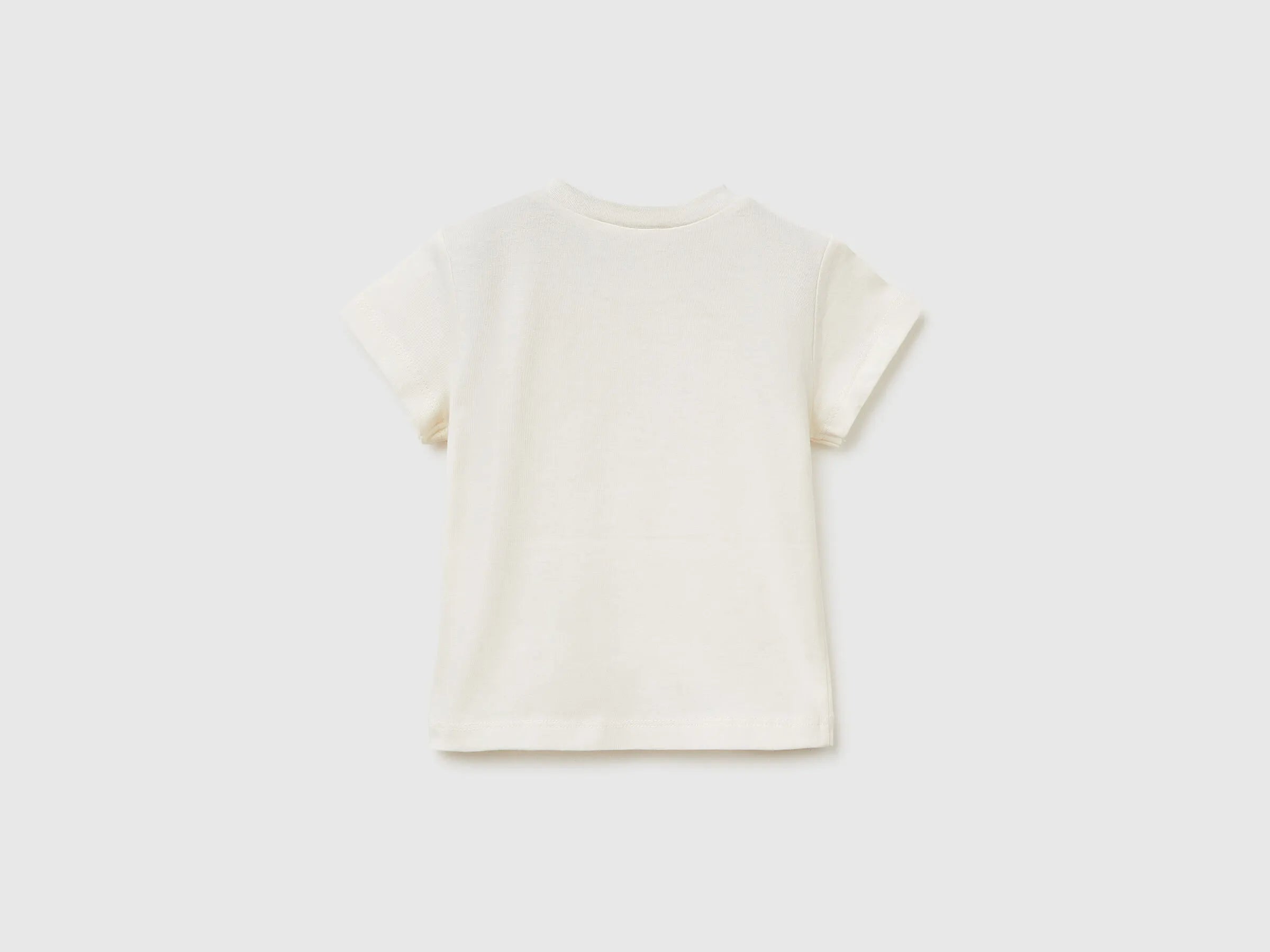 Benetton Creamy White Newborn T-Shirt with Organic Cotton Application SKU: 3I1XA106X_0R2 Image 02