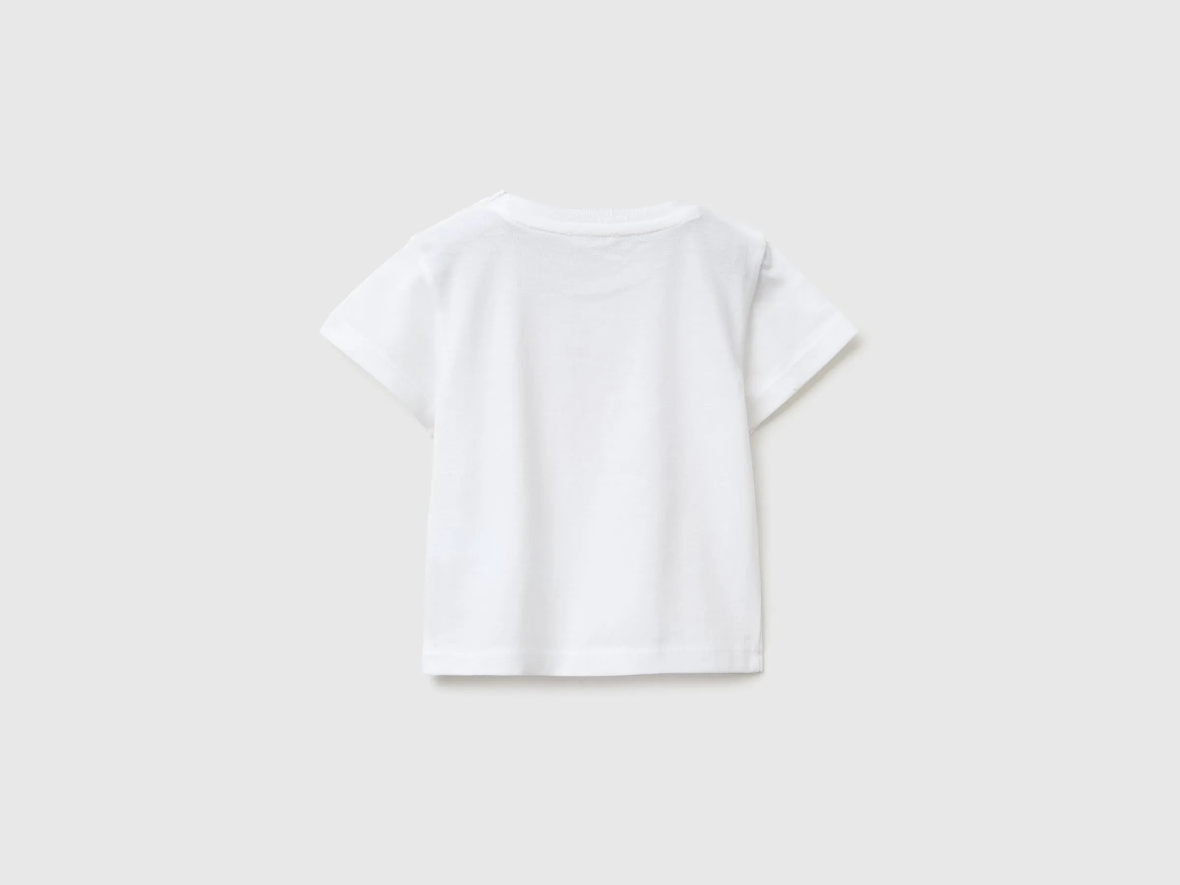 Benetton White Baby Girl Animal Print T-Shirt SKU: 3I1XA1078_901 Image 02