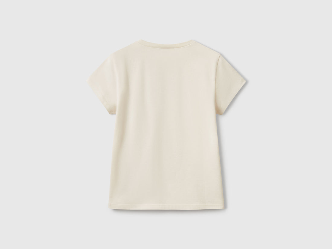 Benetton_T-Shirt with Glittery Logo in Cotton_3I1XC10MZ_00V_02