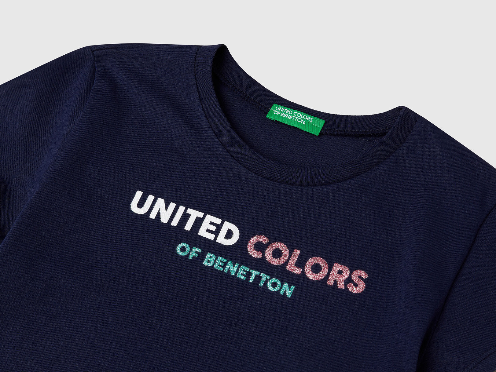 Benetton_T-Shirt with Glittery Logo in Cotton_3I1XC10MZ_252_03