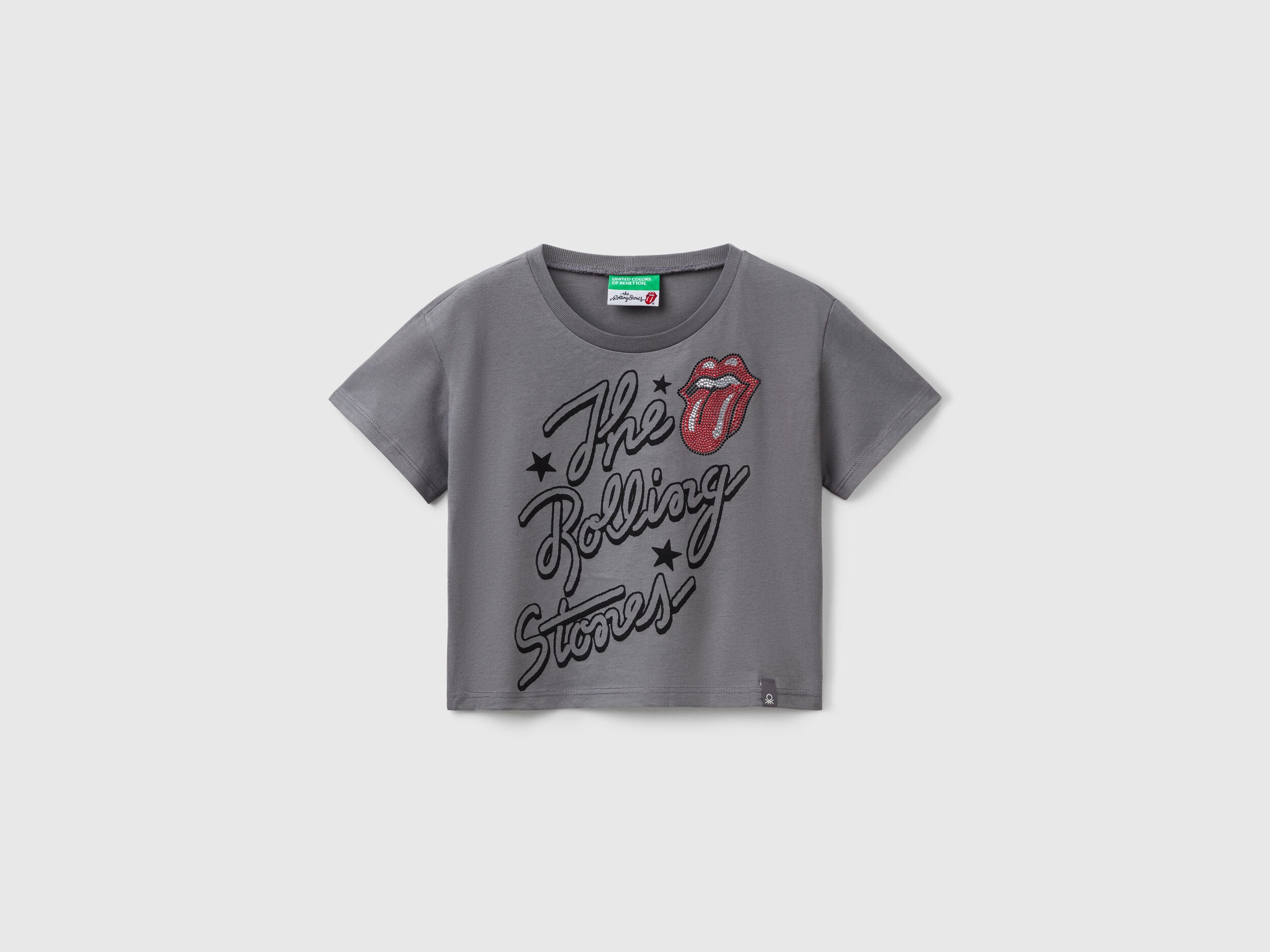 Benetton_"The Rolling Stones" Cropped T-Shirt_3I1XC10NW_00W_01