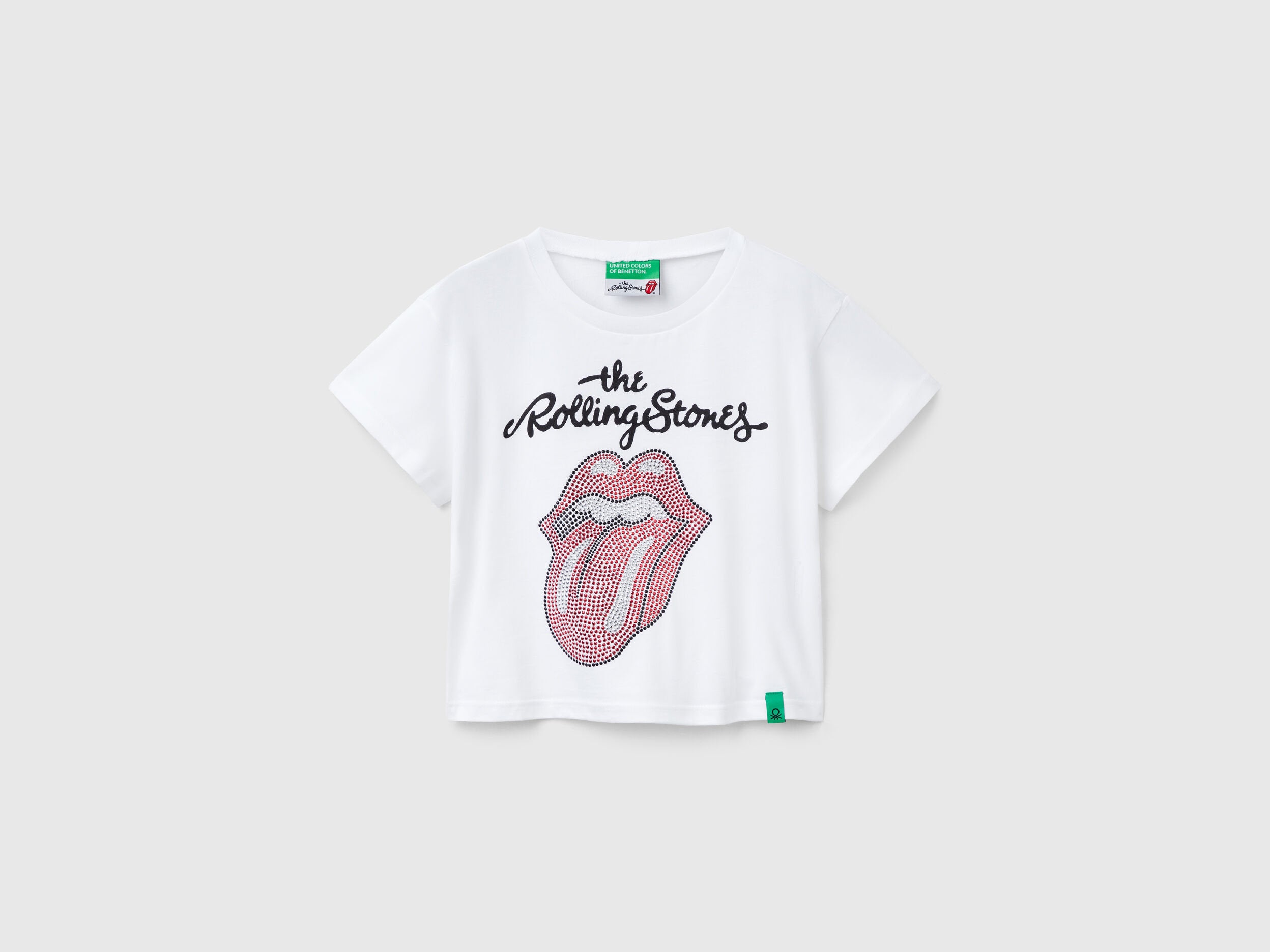 Benetton_"The Rolling Stones" Cropped T-Shirt_3I1XC10NW_101_01