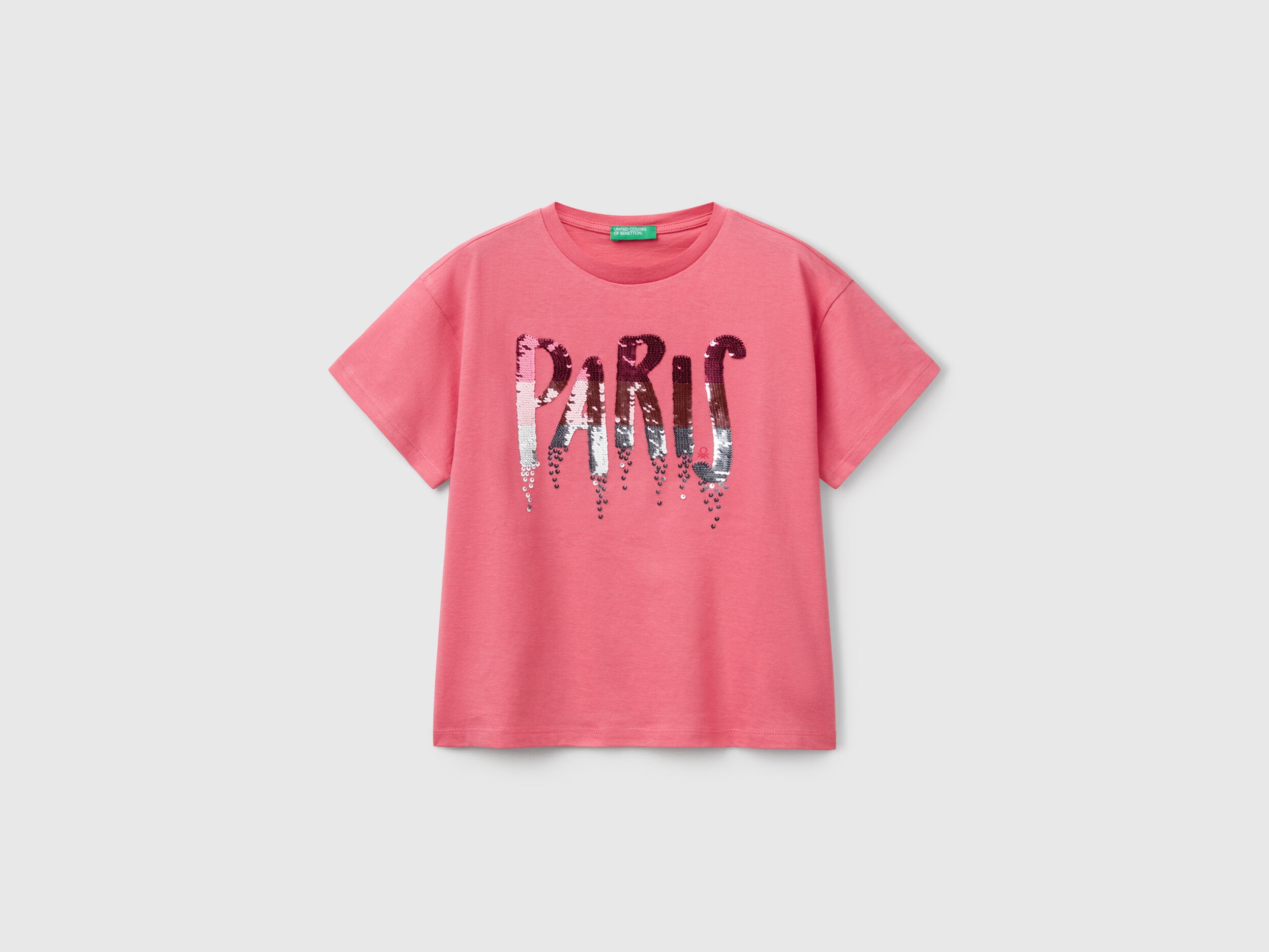 Benetton_T-Shirt with Print And Sequins_3I1XC10NY_11F_01