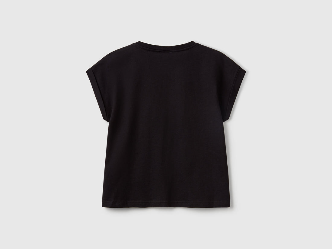 Benetton_Boxy Fit T-Shirt with Print and Glitter_3I1XC10NZ_100_02
