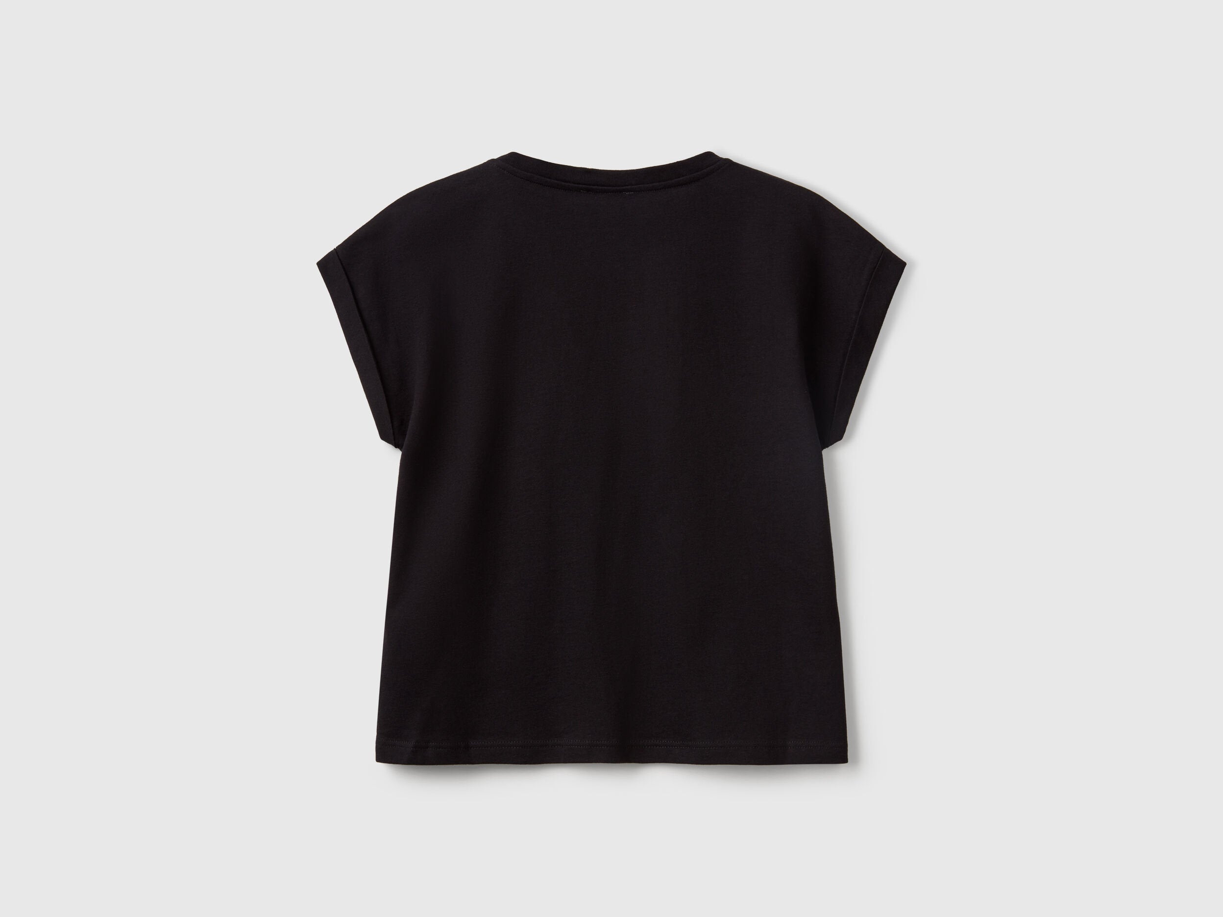 Benetton_Boxy Fit T-Shirt with Print and Glitter_3I1XC10NZ_100_02