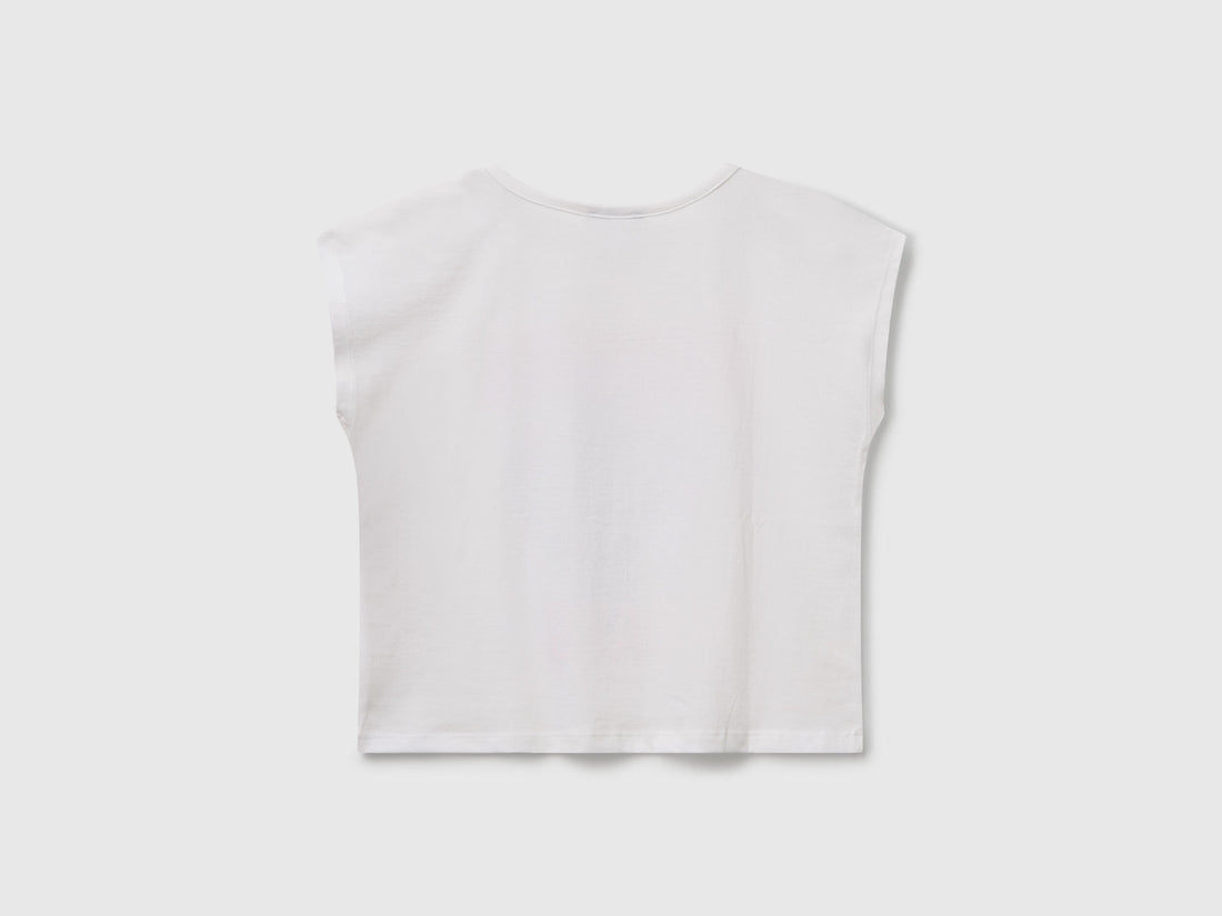 Benetton_T-Shirt with Print and Sequins_3I1XC10P0_101_02