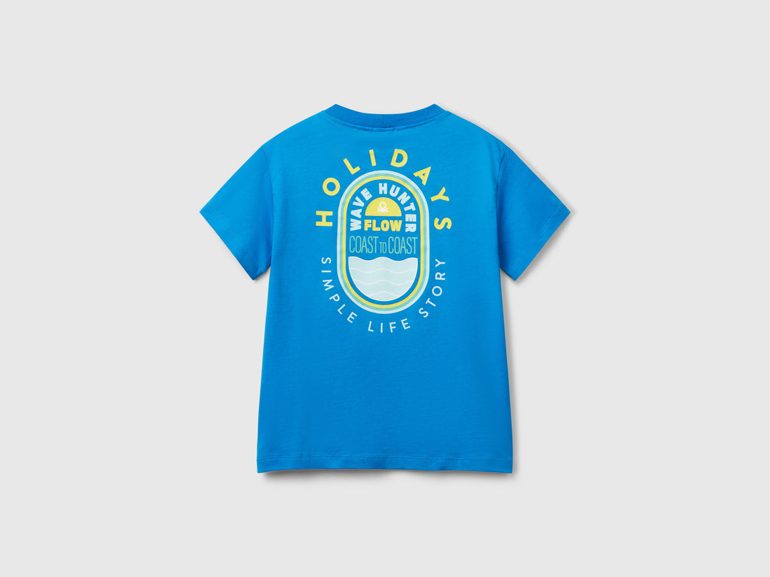 Benetton_Cotton T-Shirt with Print on The Back_3I1XC10P7_05Q_02