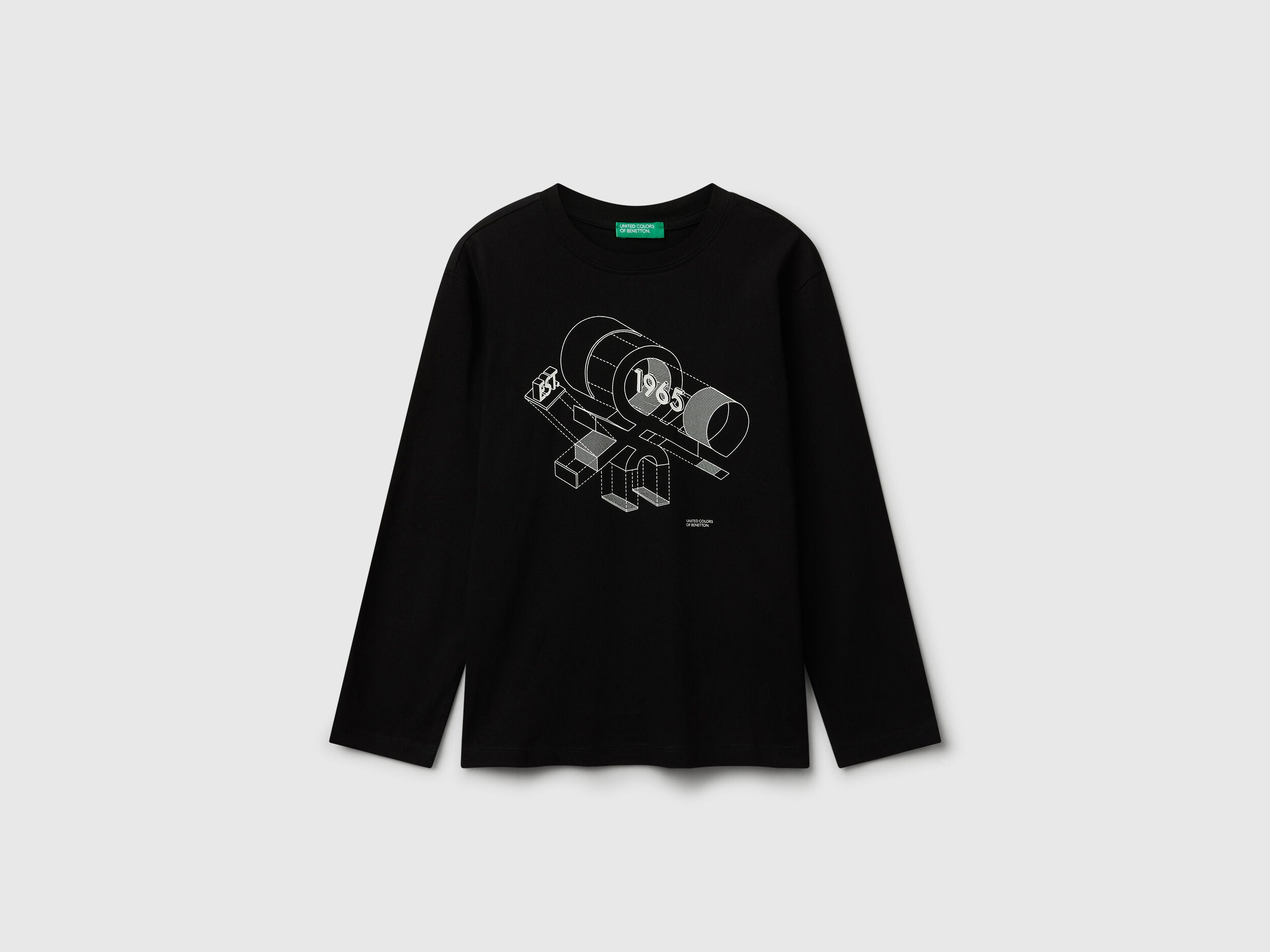 Benetton_Black_Cotton T-Shirt_3I1XC10Q3_100_01