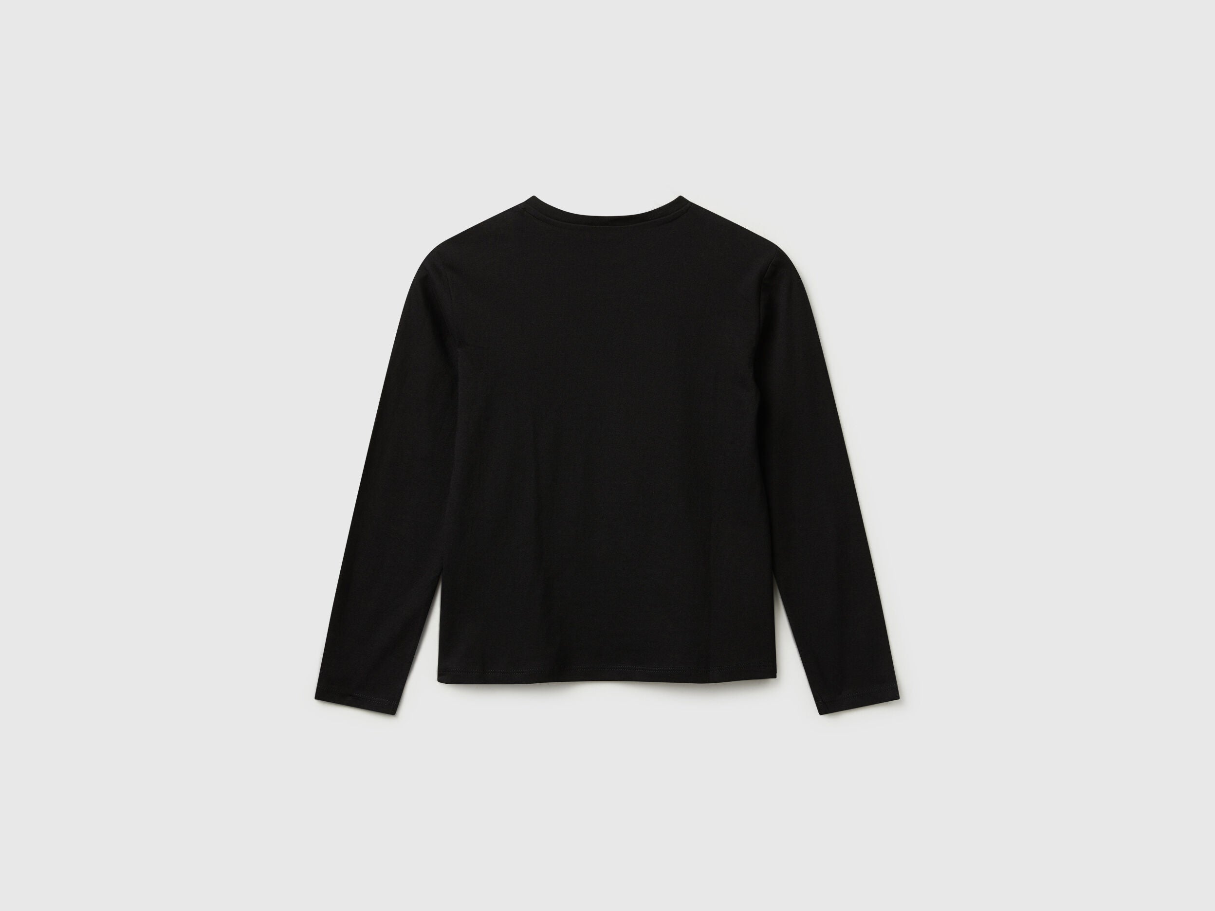 Benetton_Black_Cotton T-Shirt with Sequins_3I1XC10QJ_100_02