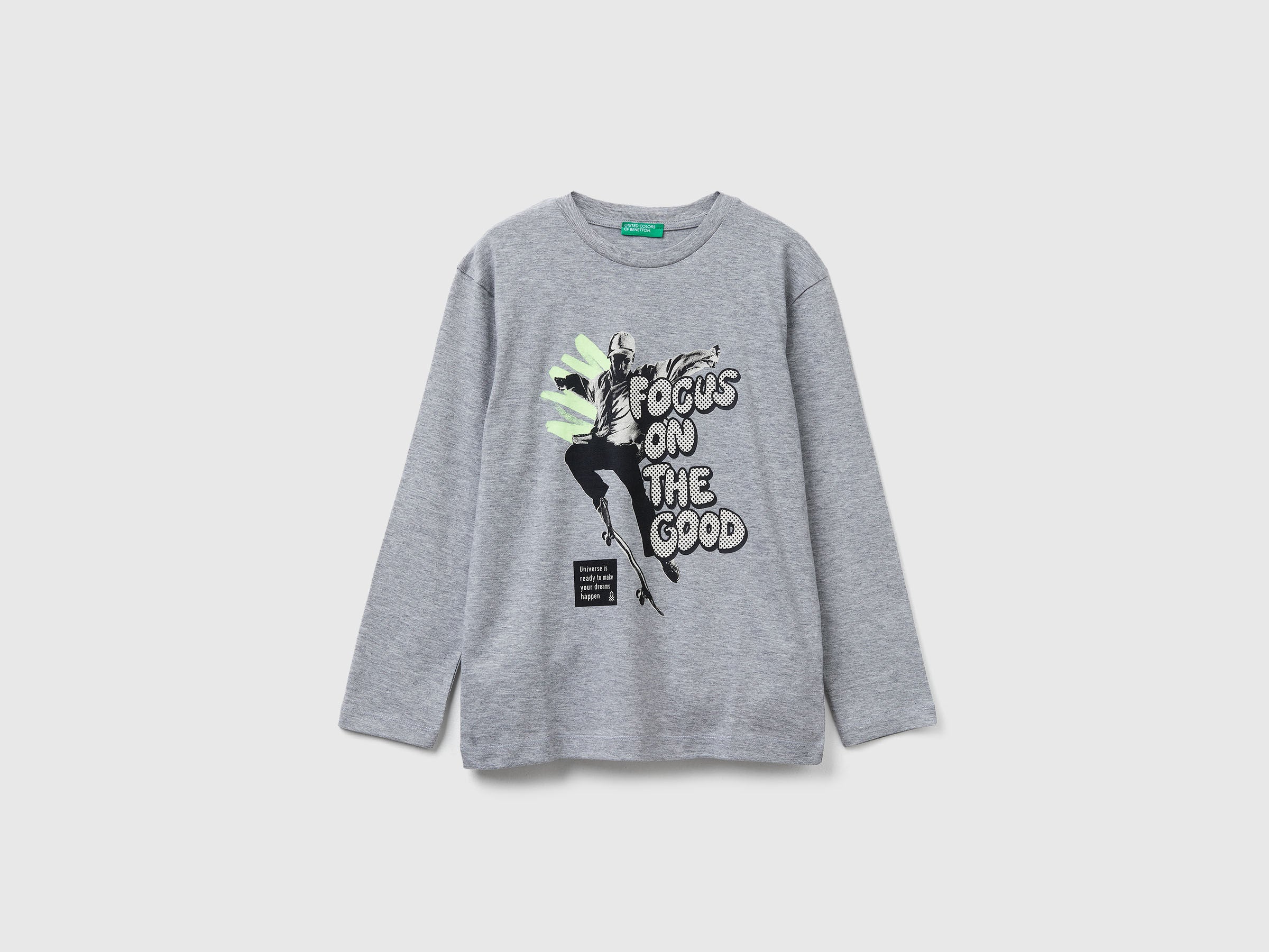 Benetton_Light Gray_T-Shirt with Print_3I1XC10QR_501_01