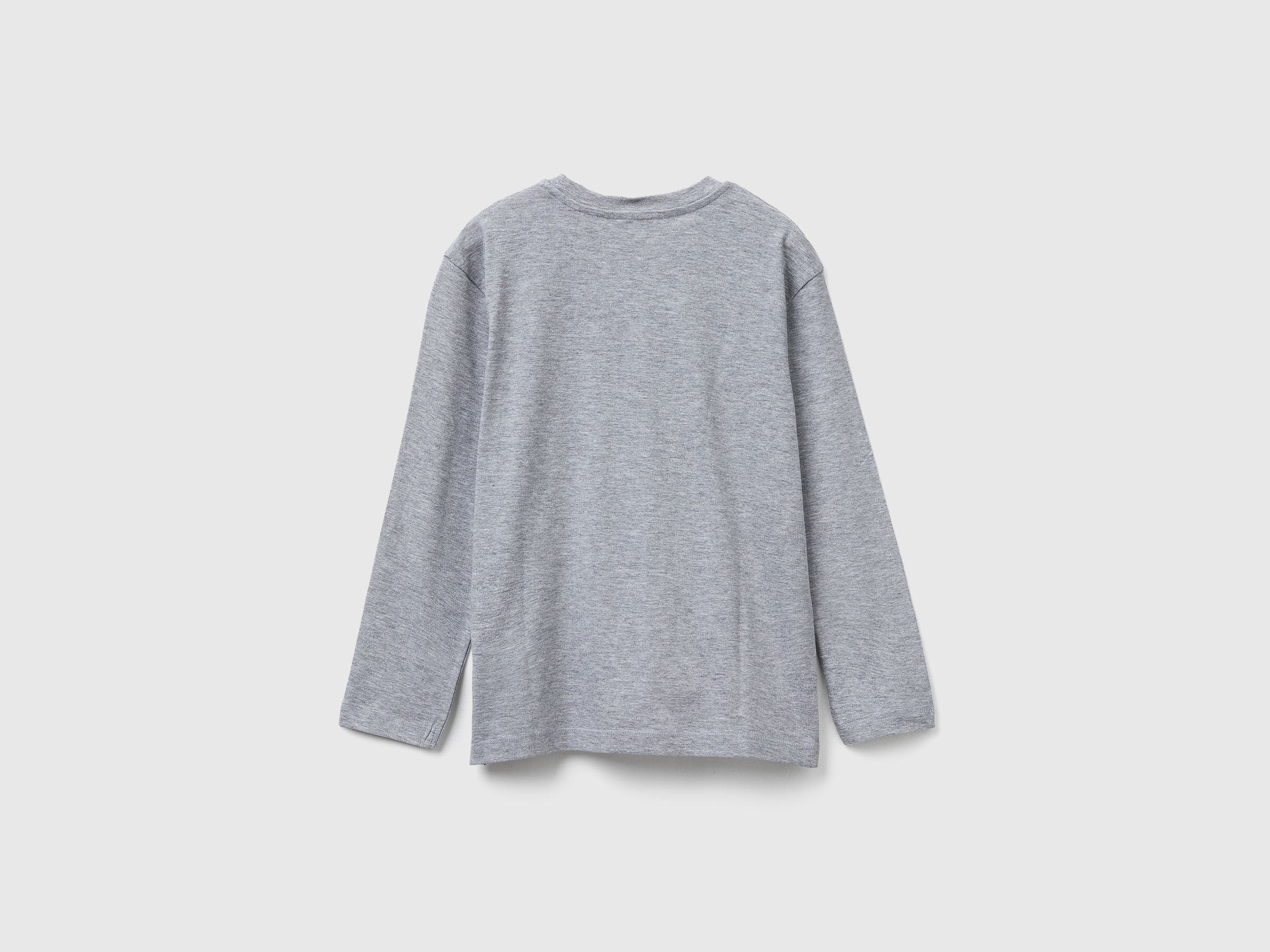 Benetton_Light Gray_T-Shirt with Print_3I1XC10QR_501_02