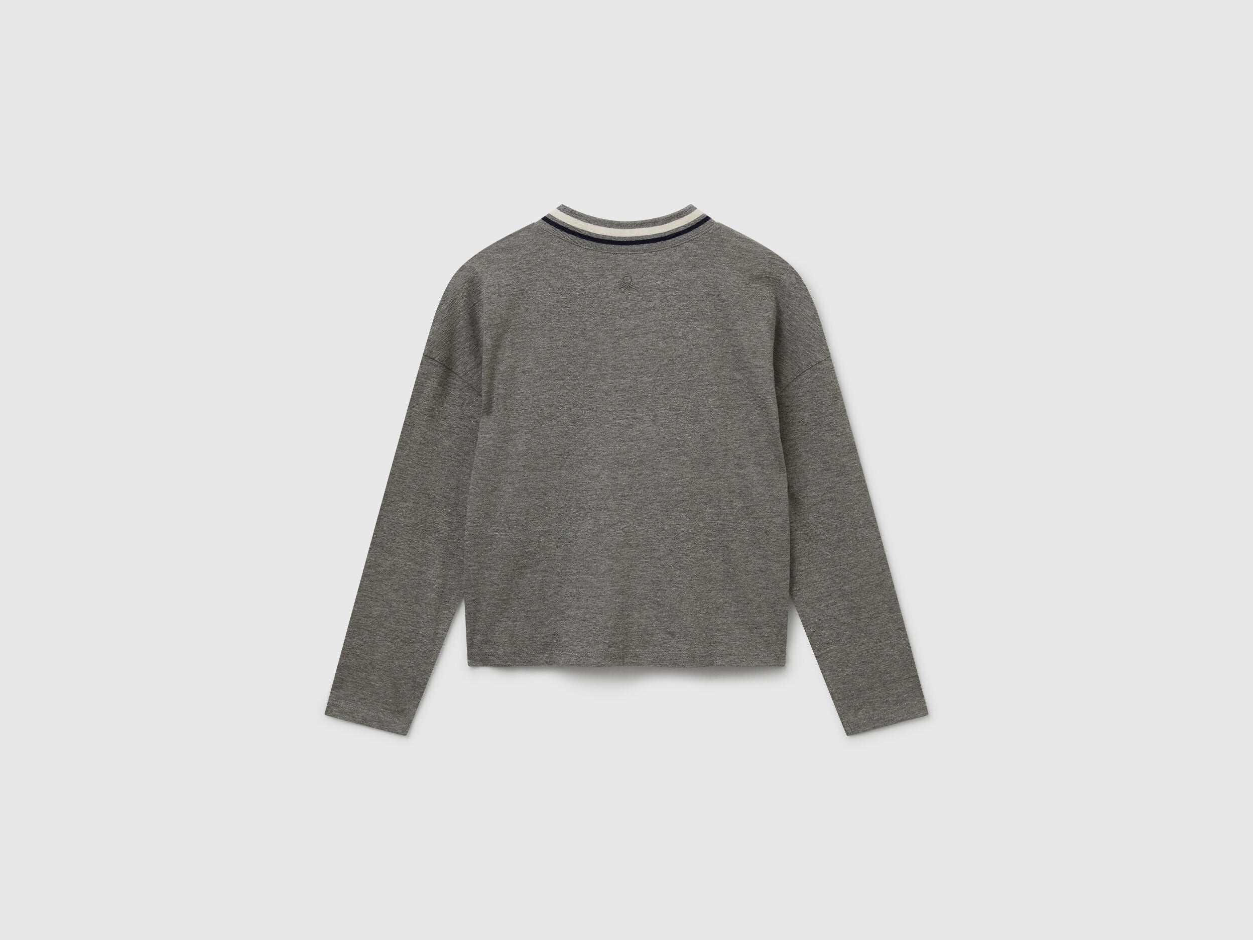 Benetton_Dark Gray_T-Shirt with Sequin Embroidery_3I1XC400E_507_02