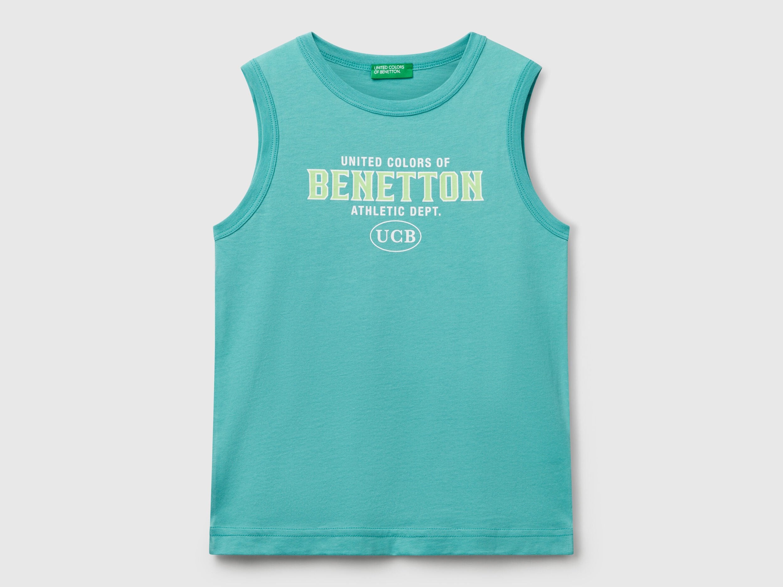 Benetton_Tank Top in 100% Organic Cotton with Logo_3I1XCH01W_08N_01