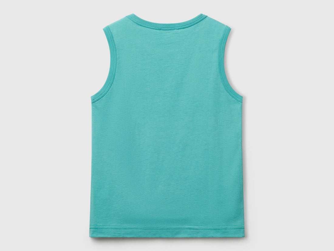 Benetton_Tank Top in 100% Organic Cotton with Logo_3I1XCH01W_08N_02
