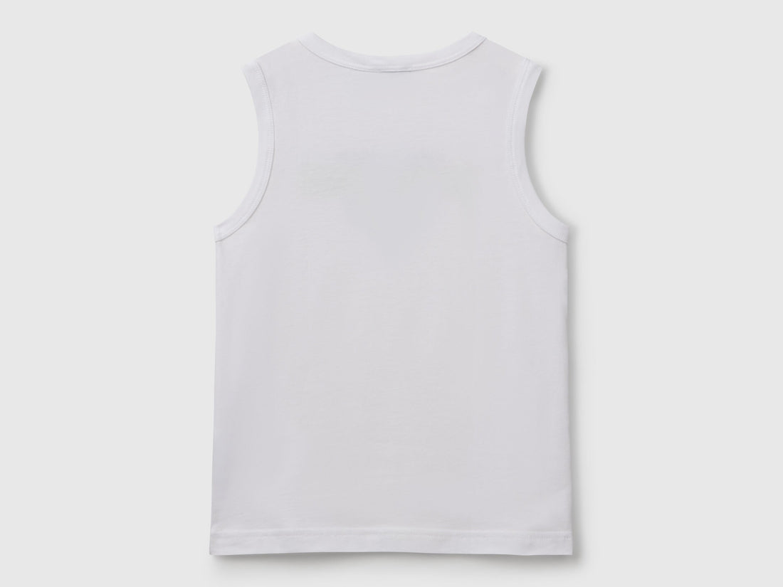 Benetton_Tank Top in 100% Organic Cotton with Logo_3I1XCH01W_101_02