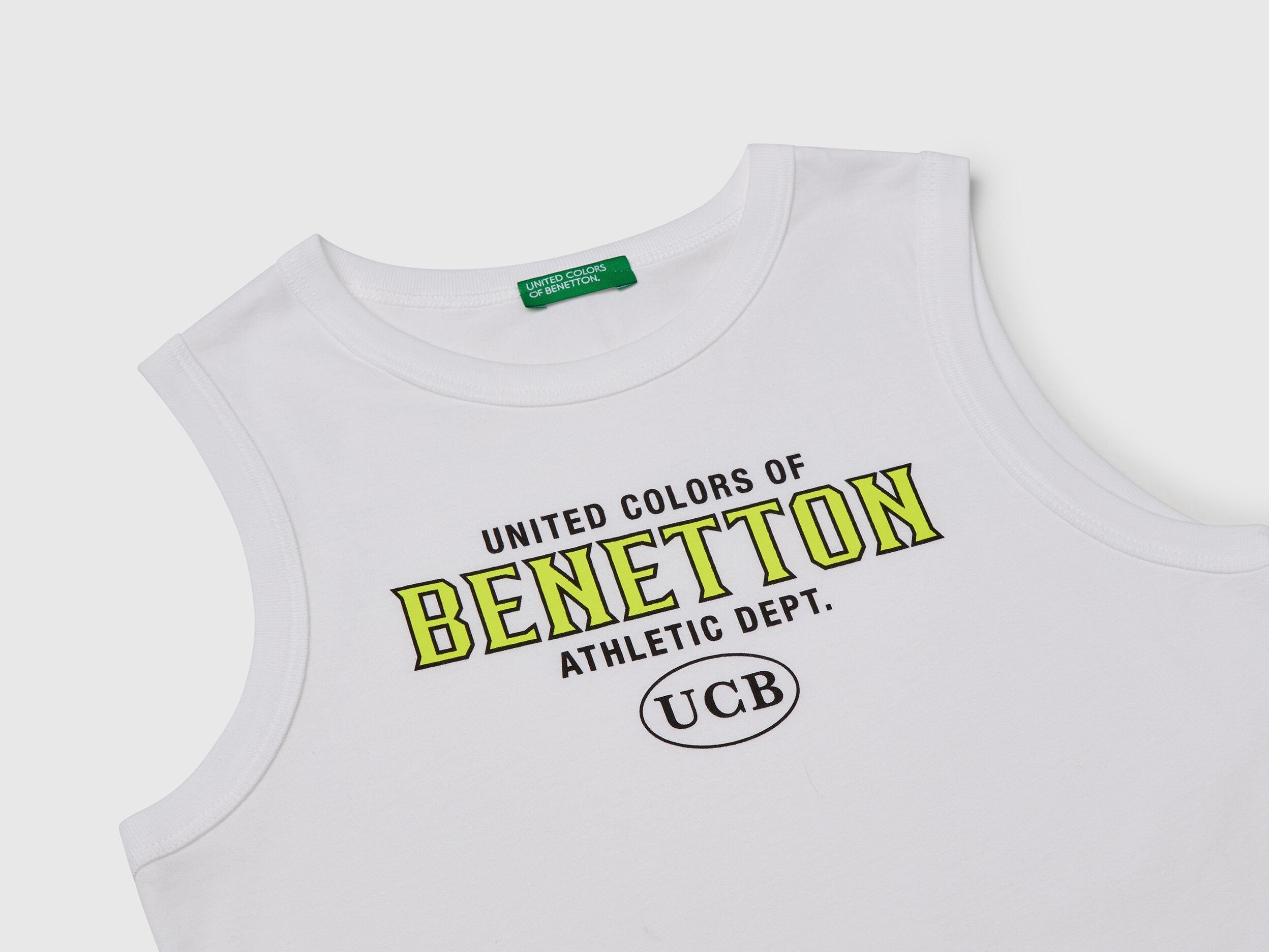 Benetton_Tank Top in 100% Organic Cotton with Logo_3I1XCH01W_101_03