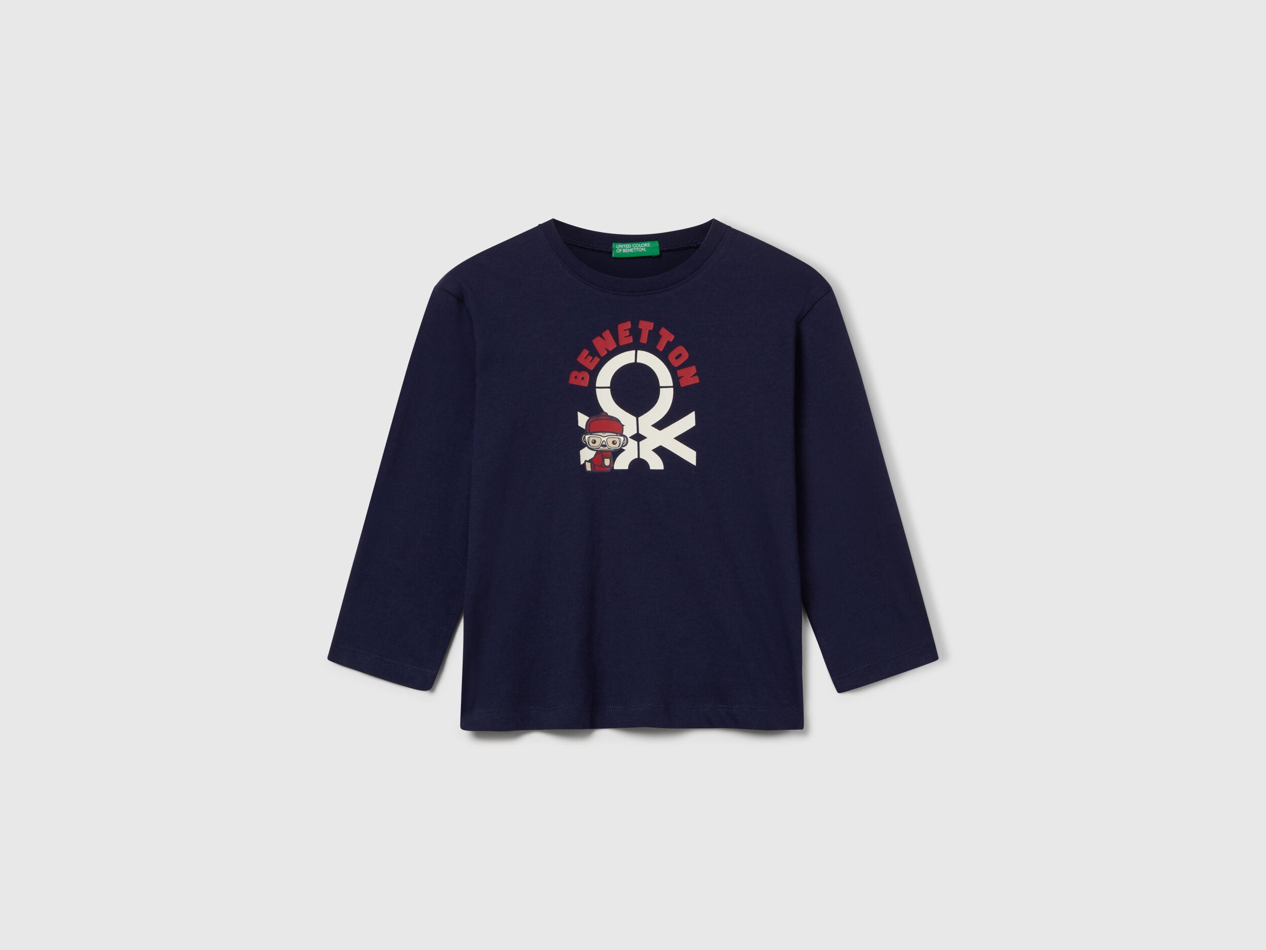 Benetton_Dark Blue_Long Sleeve Cotton T-Shirt_3I1XG10F2_252_01