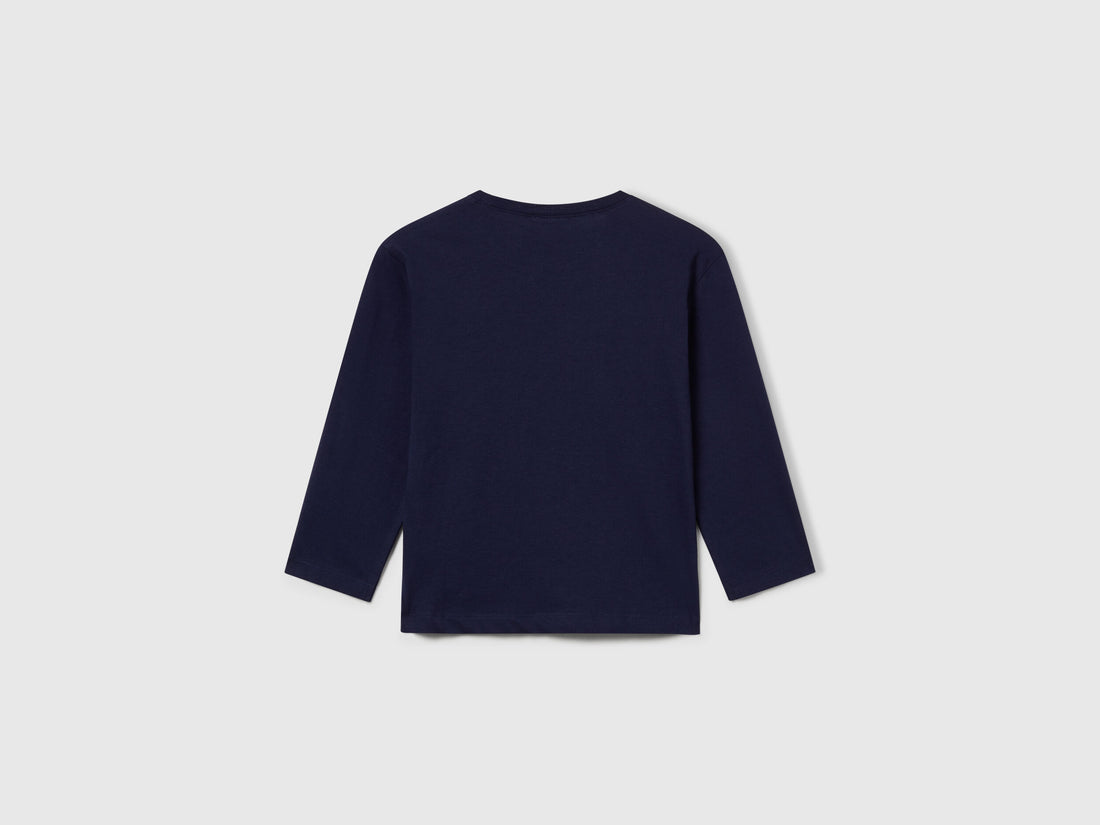 Benetton_Dark Blue_Long Sleeve Cotton T-Shirt_3I1XG10F2_252_02