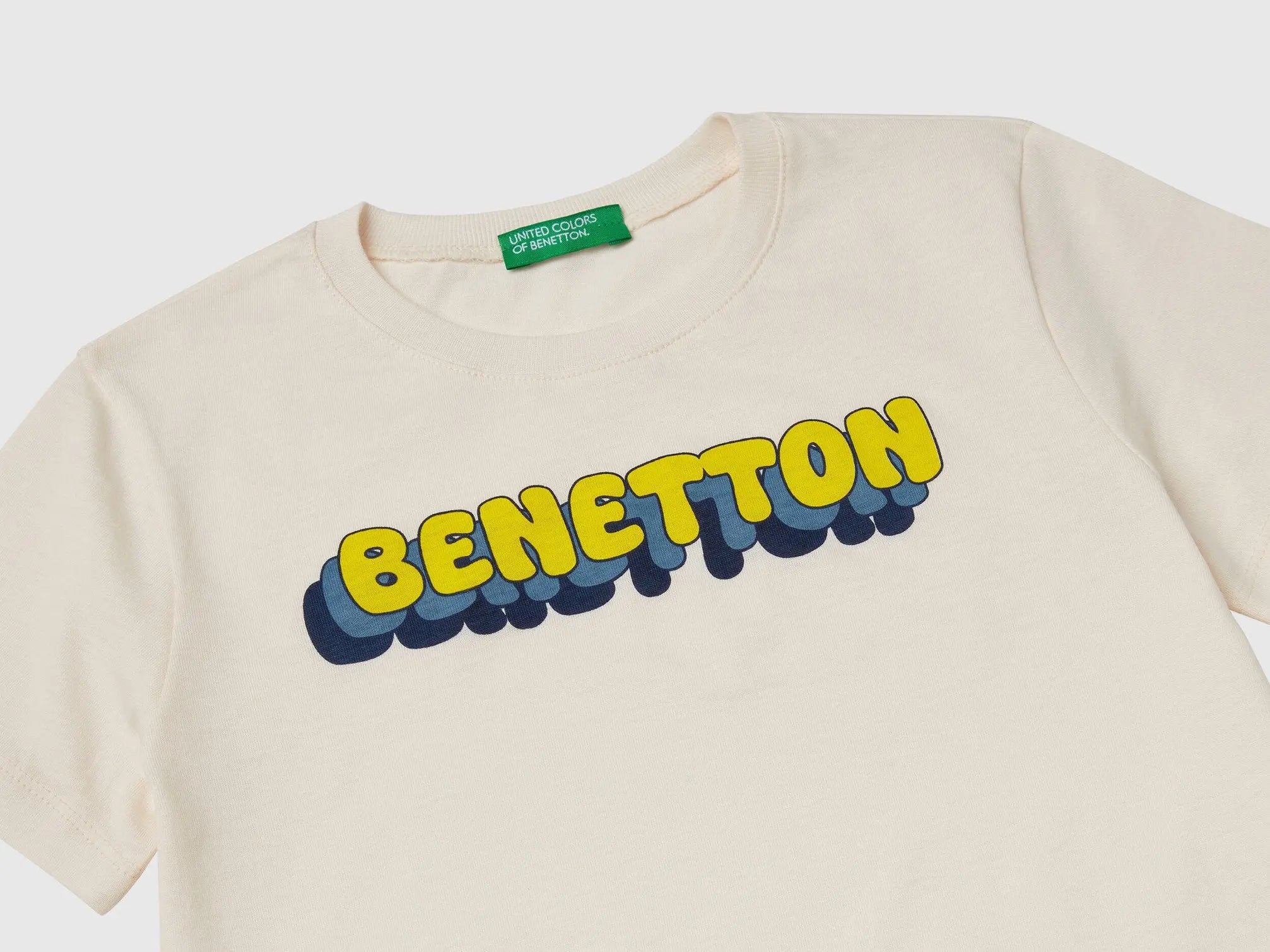 Benetton_T-Shirt with Logo Print_3I1XG10HT_0R2_03