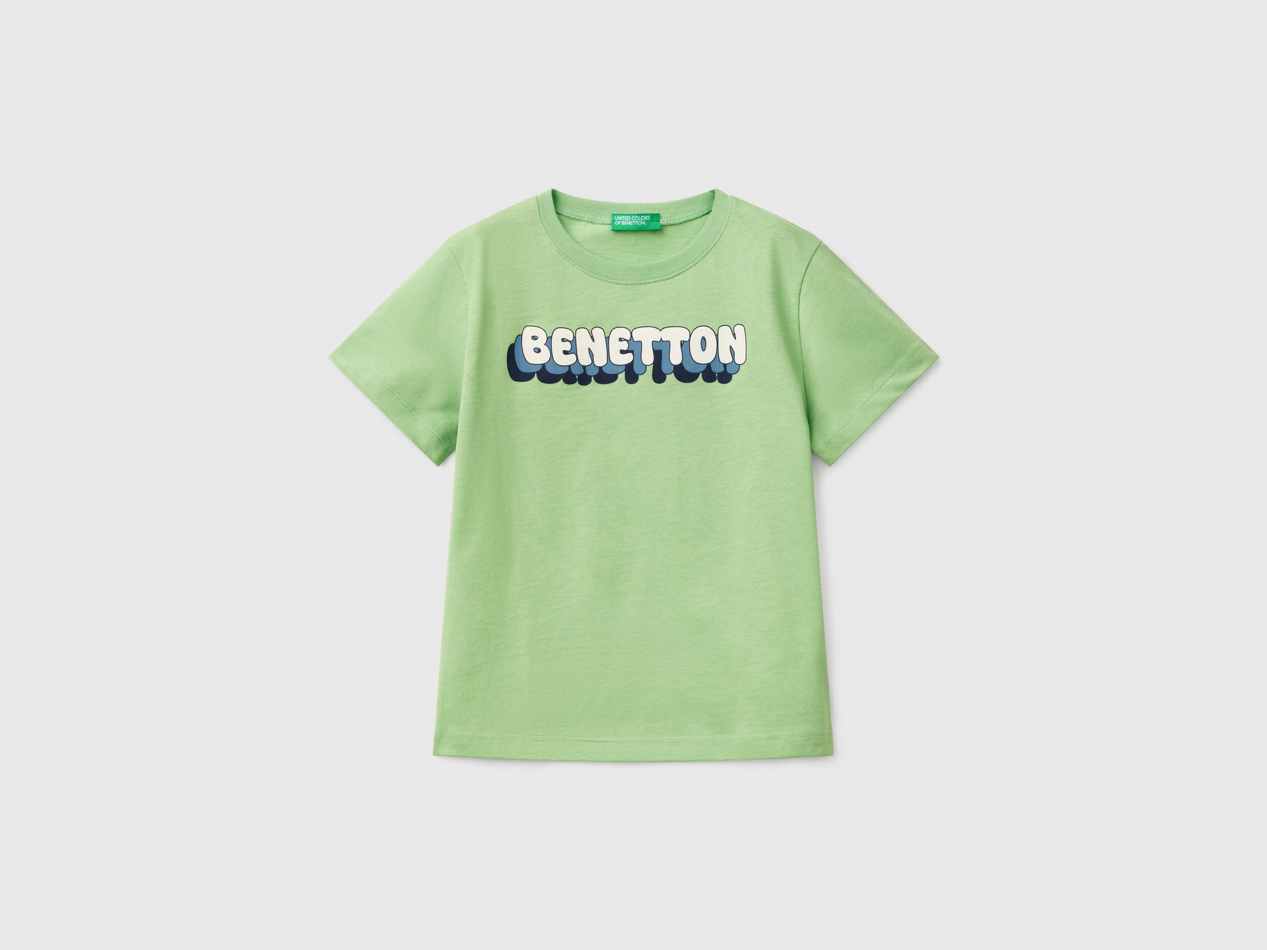 Benetton_T-Shirt with Logo Print_3I1XG10HT_2P7_01