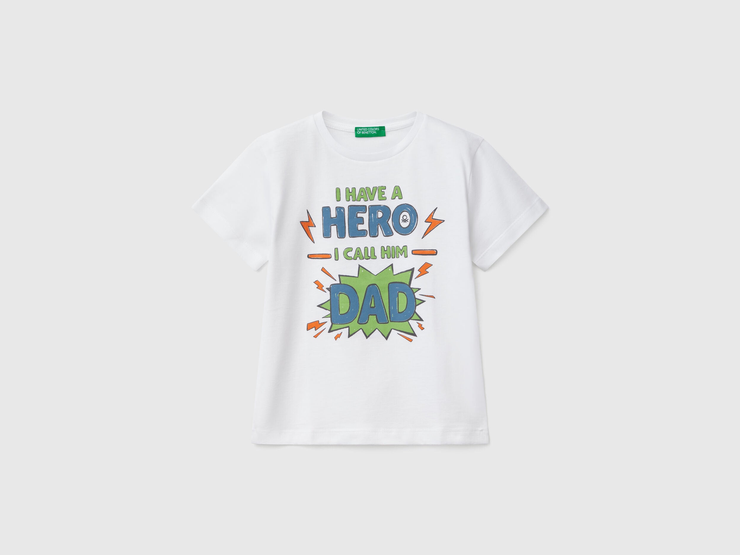 Benetton_T-Shirt in Organic Cotton with Print_3I1XG10IJ_101_01