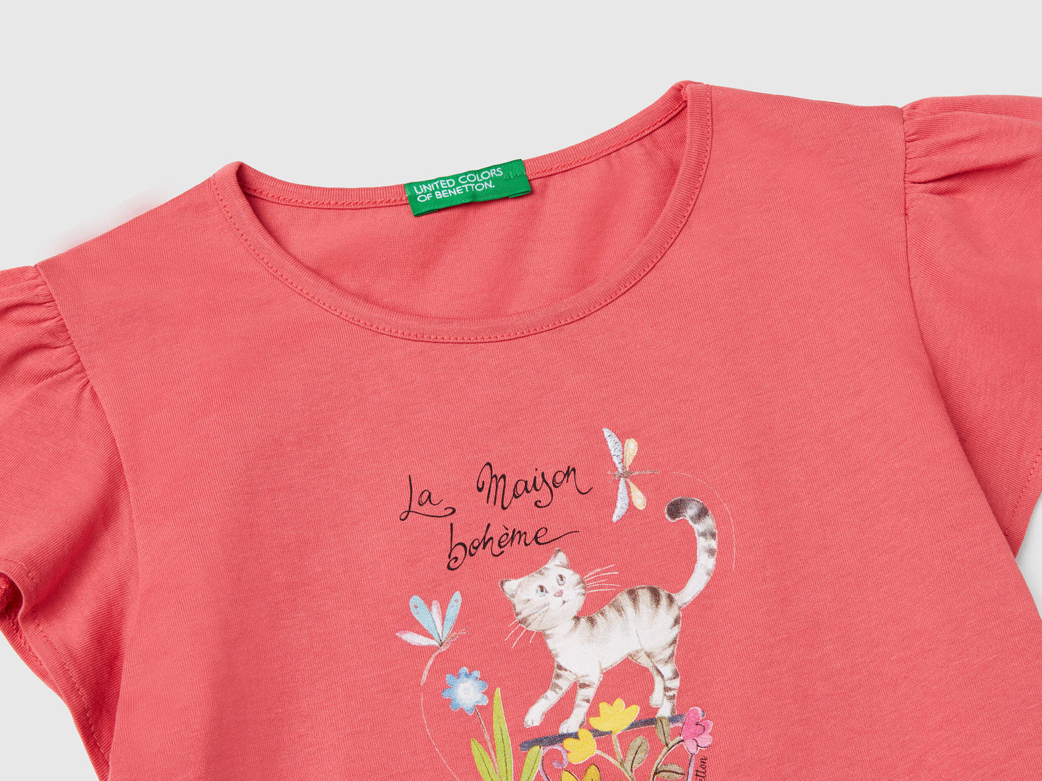 Benetton_T-Shirt with Print and Embroidery_3I1XG10IU_11F_03