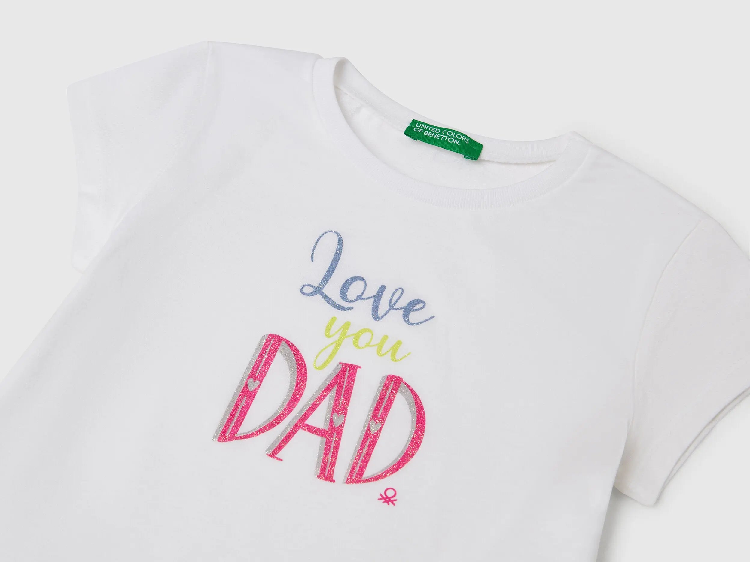 Benetton_T-Shirt in Organic Cotton with Glitter_3I1XG10J2_101_03