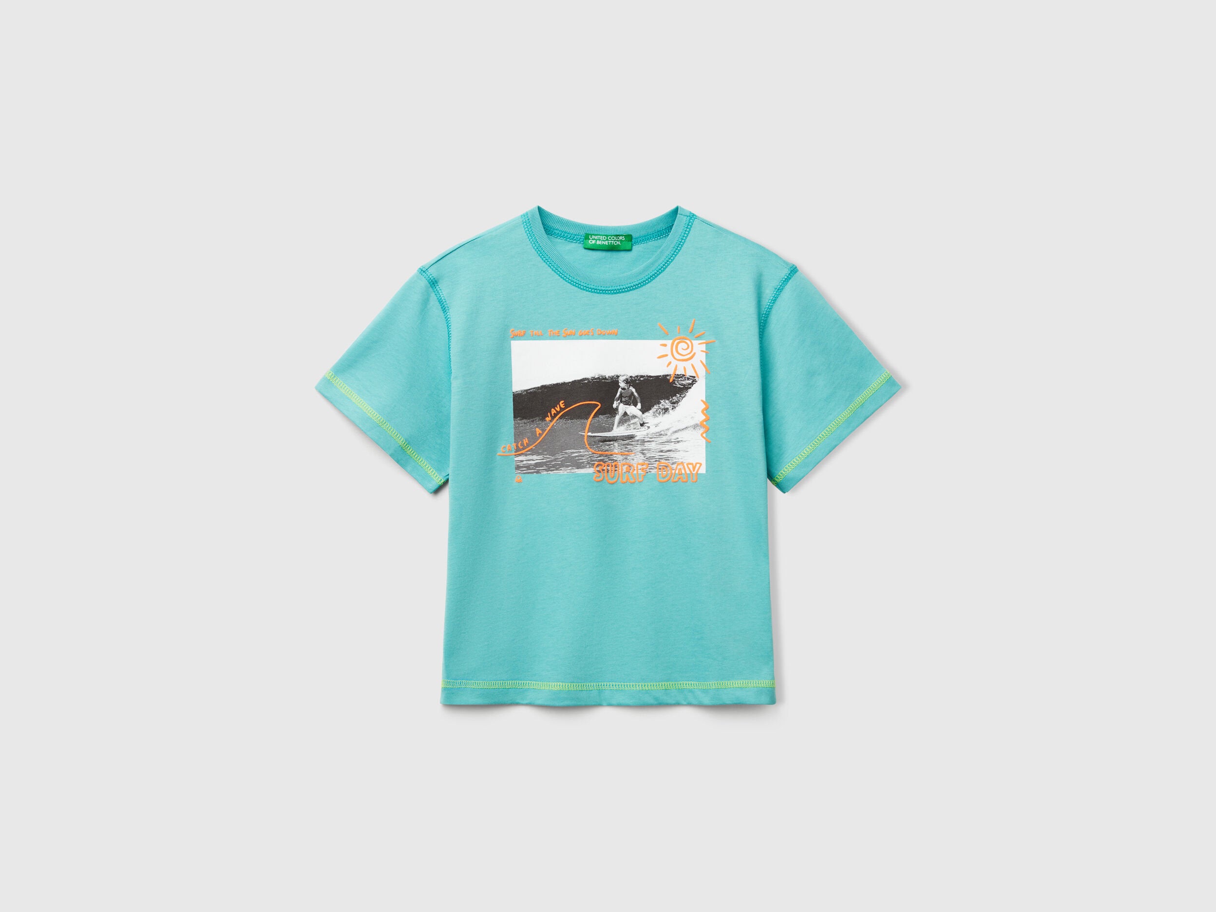 Benetton_T-Shirt with Neon Details_3I1XG10JG_08N_01