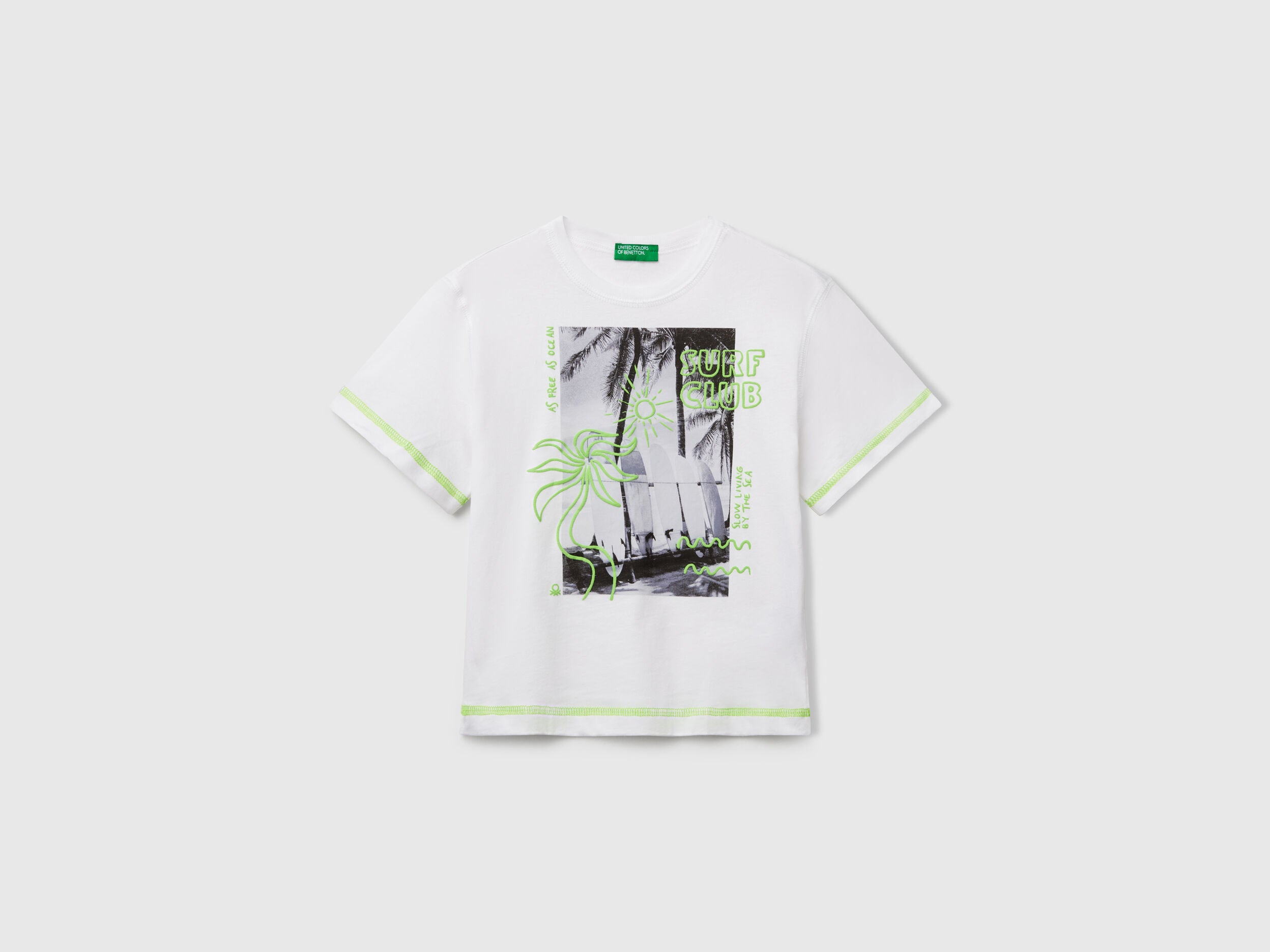 Benetton_T-Shirt with Neon Details_3I1XG10JG_101_01