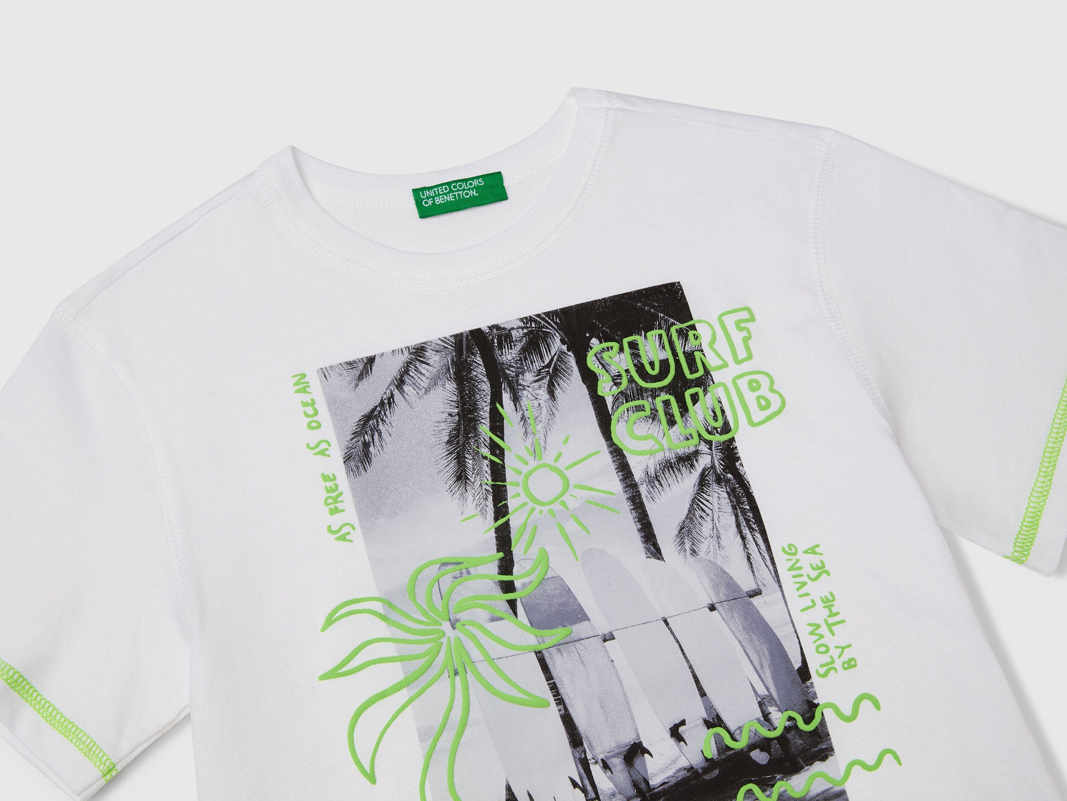 Benetton_T-Shirt with Neon Details_3I1XG10JG_101_03