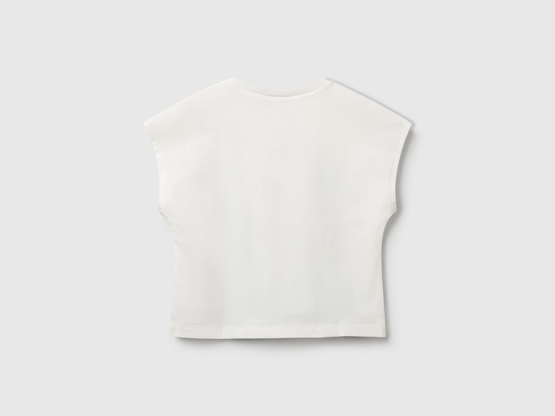 Benetton_T-Shirt with Print and Crochet Applique_3I1XG10JH_074_02