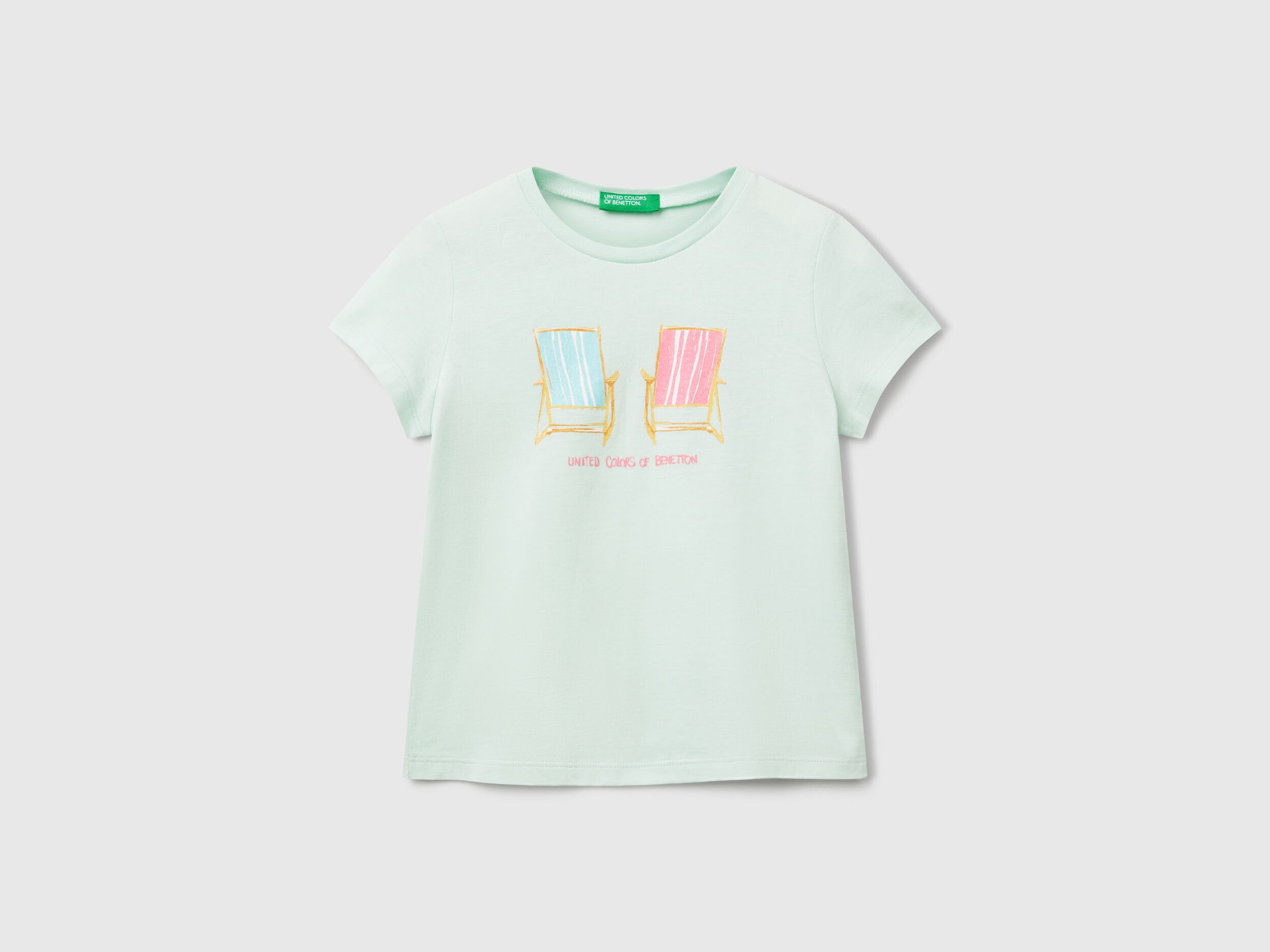 Benetton_Regular Fit T-Shirt with Glitter_3I1XG10JJ_0H4_01
