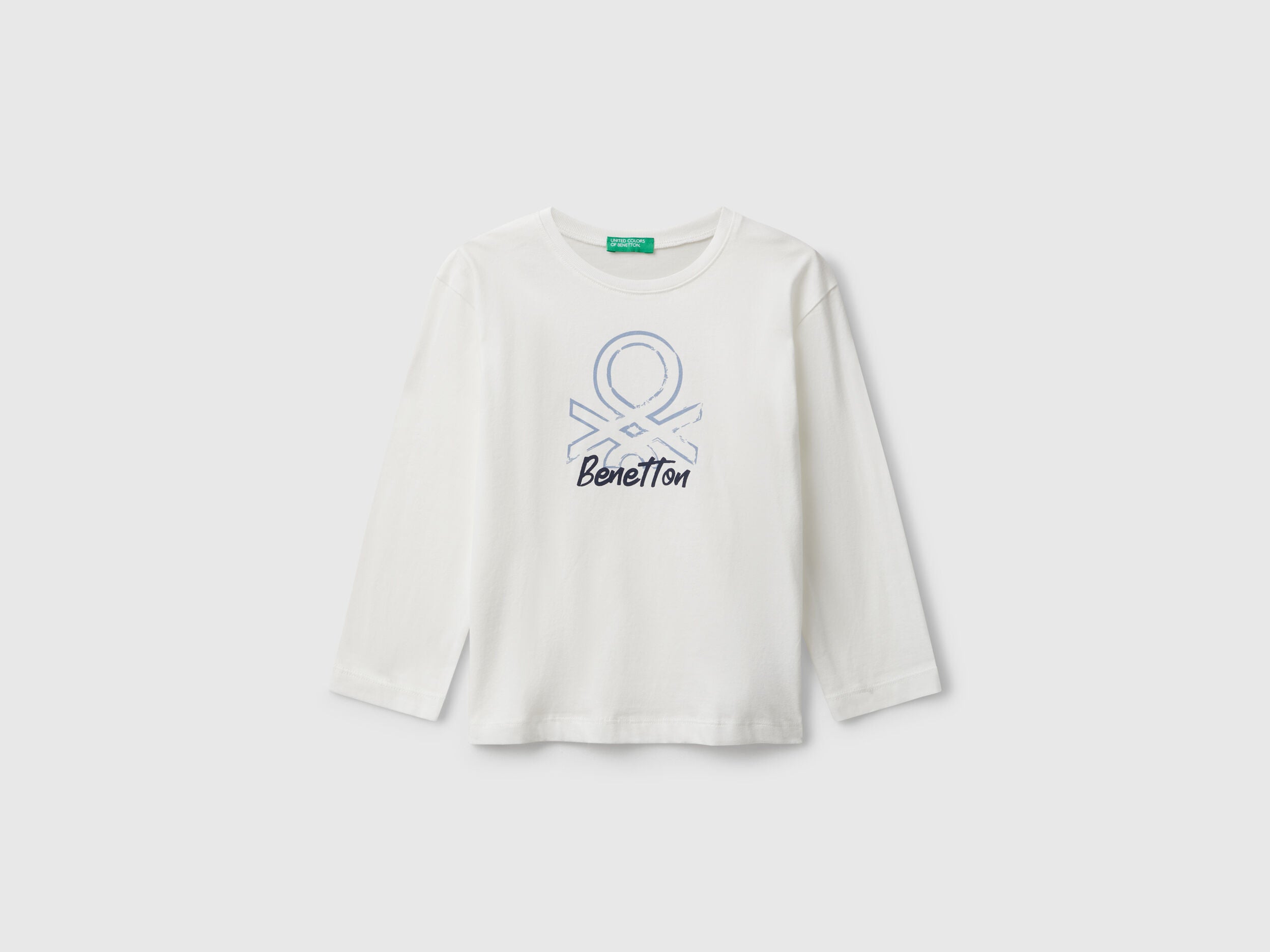 Benetton_Creamy White_T-Shirt with Logo Print_3I1XG10JZ_074_01