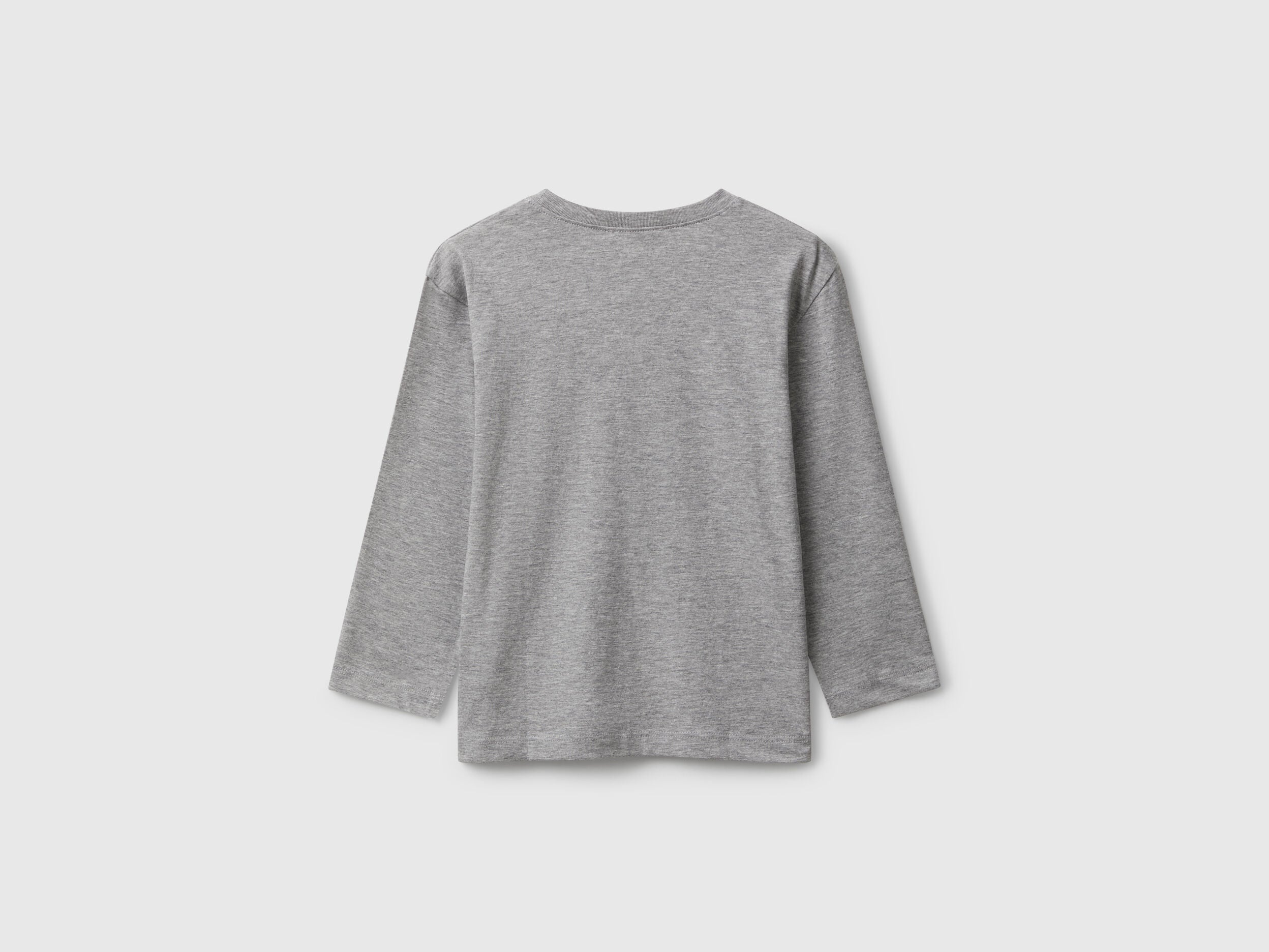 Benetton_Light Gray_T-Shirt with Logo Print_3I1XG10JZ_501_02