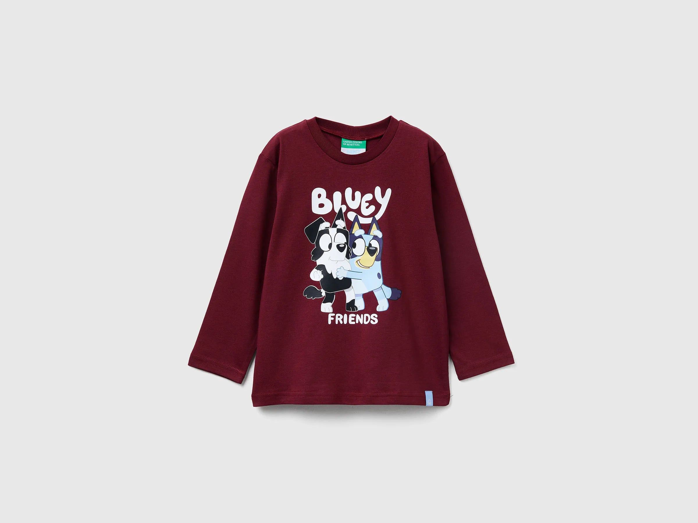 Benetton_Burgundy_T-Shirt with Bluey ©Ludo Studio Print_3I1XG10KH_129_01