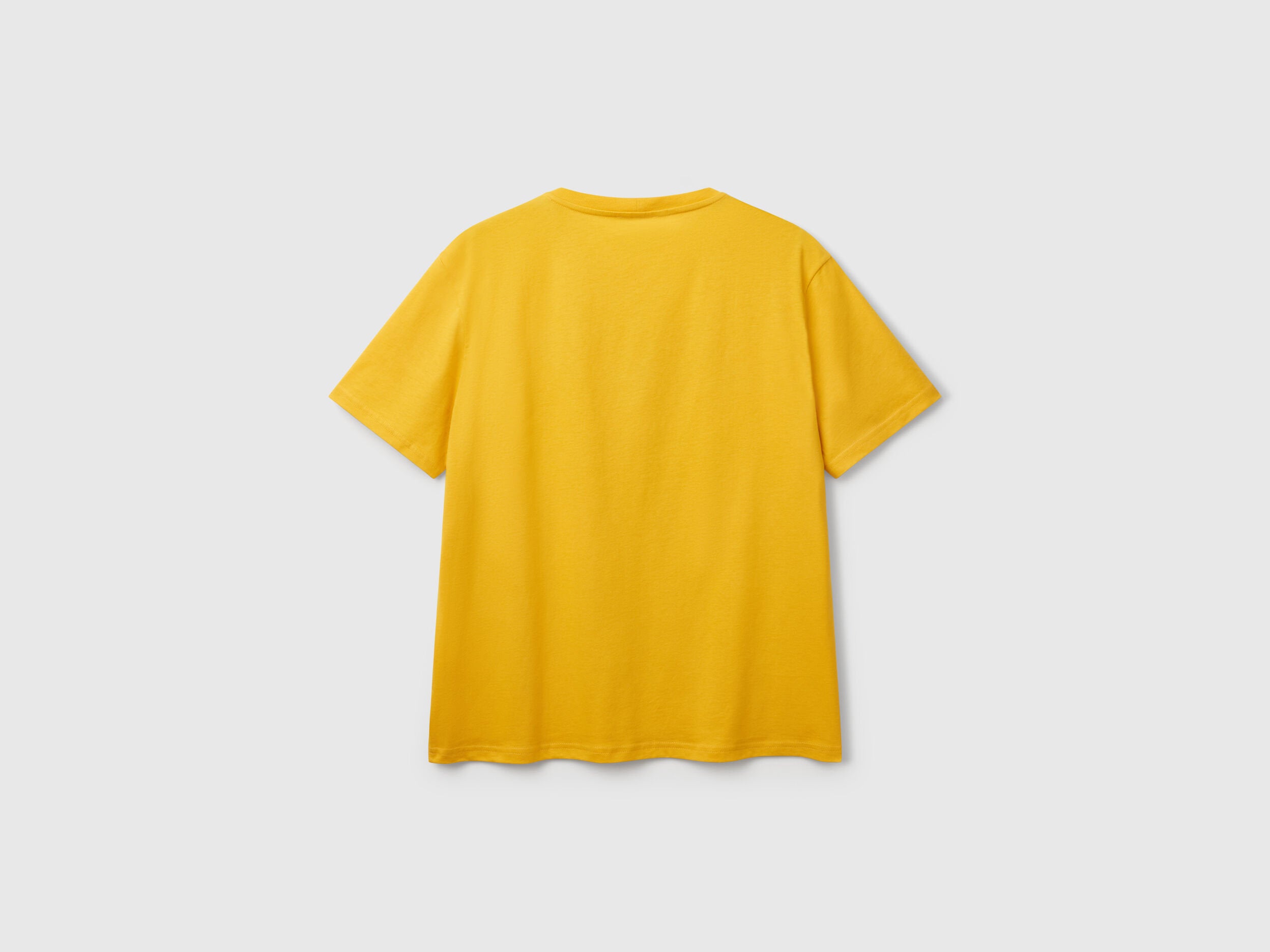 Benetton_Yellow T-Shirt in Cotton with Purple Logo_3I1XU1096_01P_04