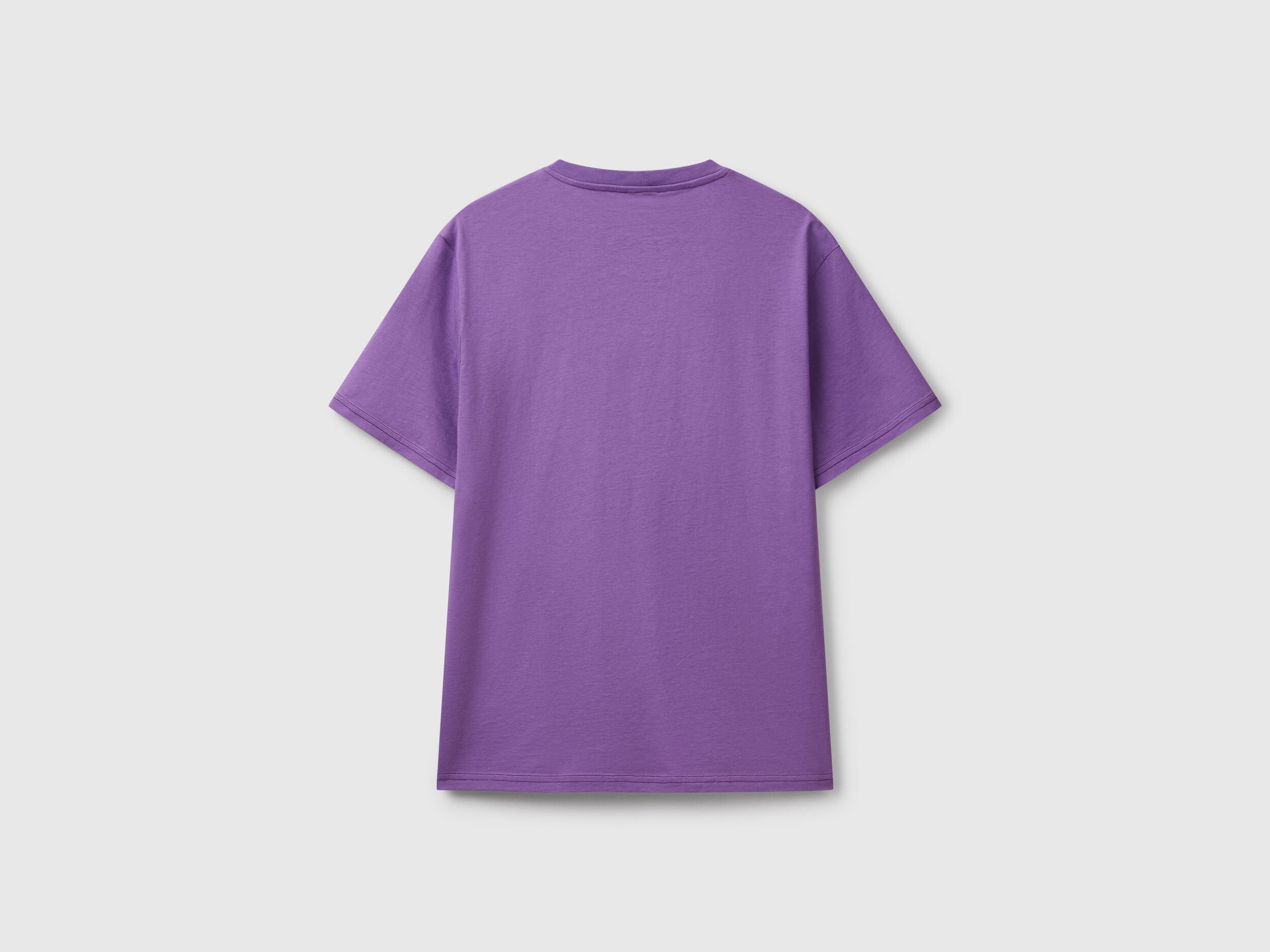 Benetton_Yellow T-Shirt in Organic Cotton with Purple Logo_3I1XU1096_2M0_04