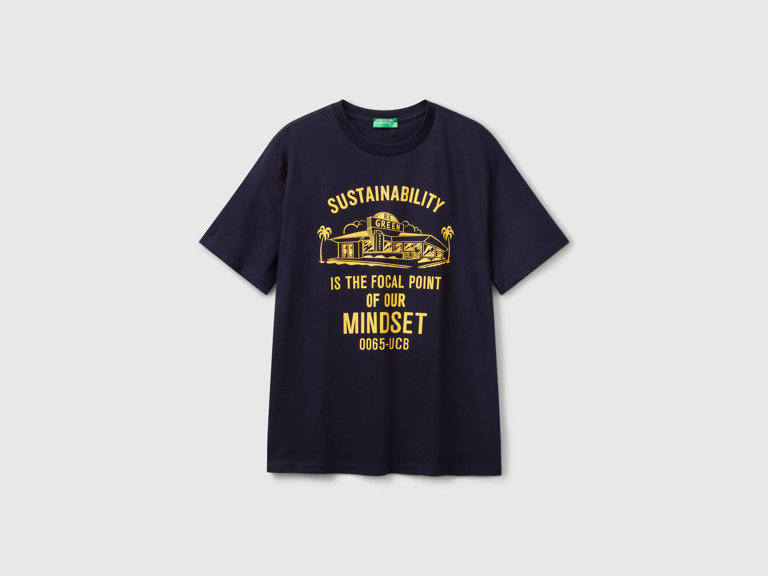 Benetton_T-Shirt with Print in Organic Cotton_3I1XU10A4_016_03