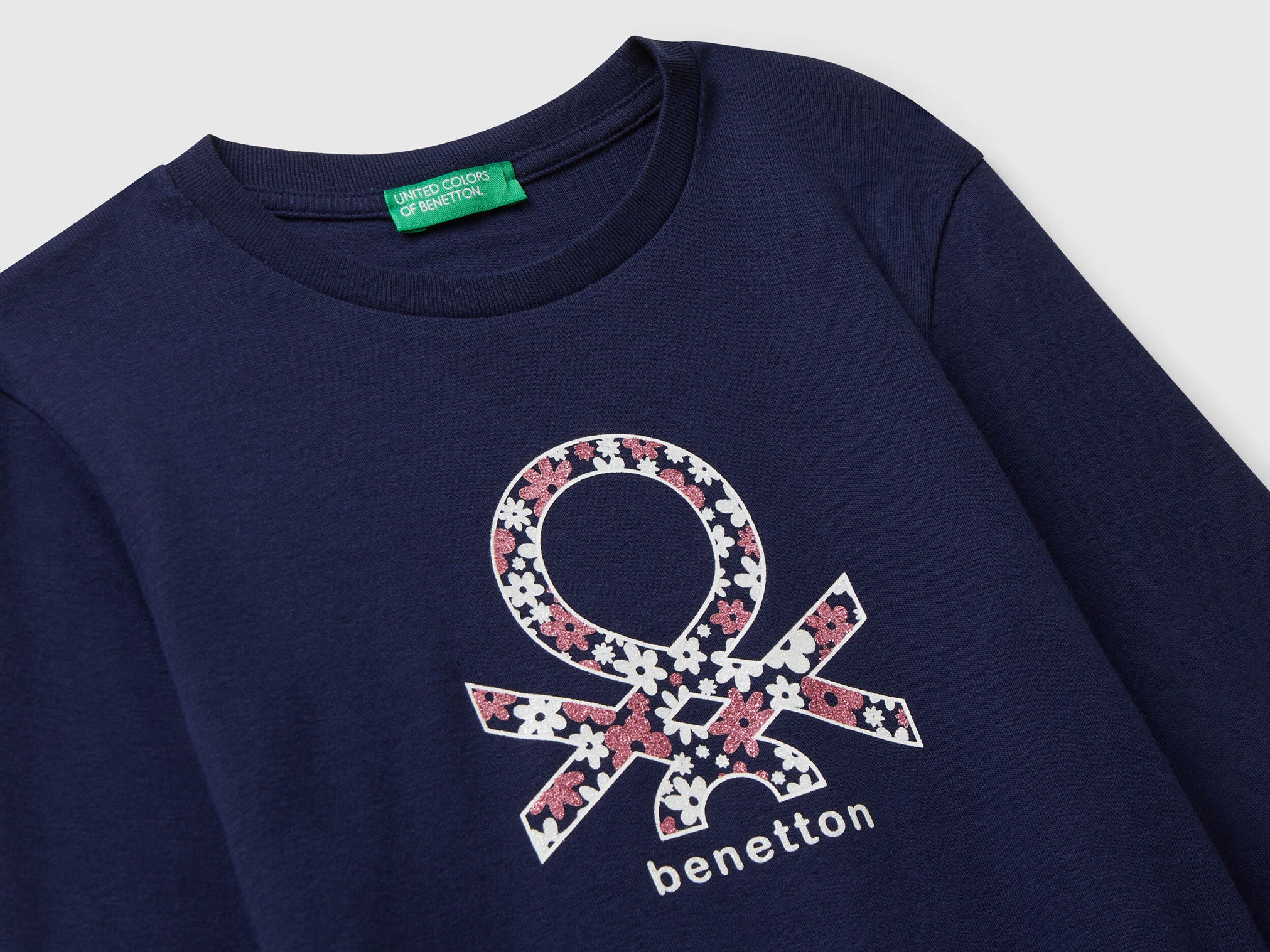 Benetton_Dark Blue_T-Shirt with Glitter Print_3I9WC10Q2_252_03