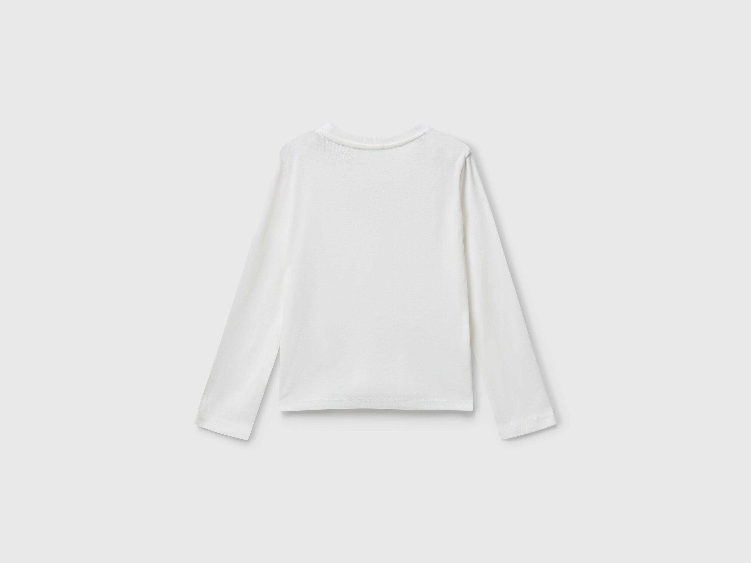 Benetton_Creamy White_T-Shirt with Glittery Logo in Cotton_3I9WG10JS_074_02