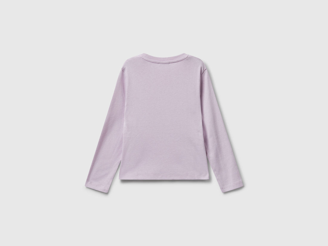 Benetton_Lavender_T-Shirt with Glittery Logo in Cotton_3I9WG10JS_0W1_02