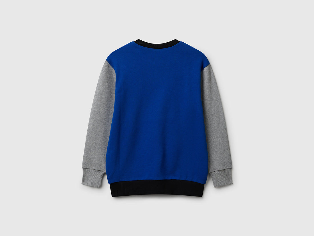 Benetton_Bright Blue_Cotton Sweatshirt with Logo_3J68C10PZ_901_02