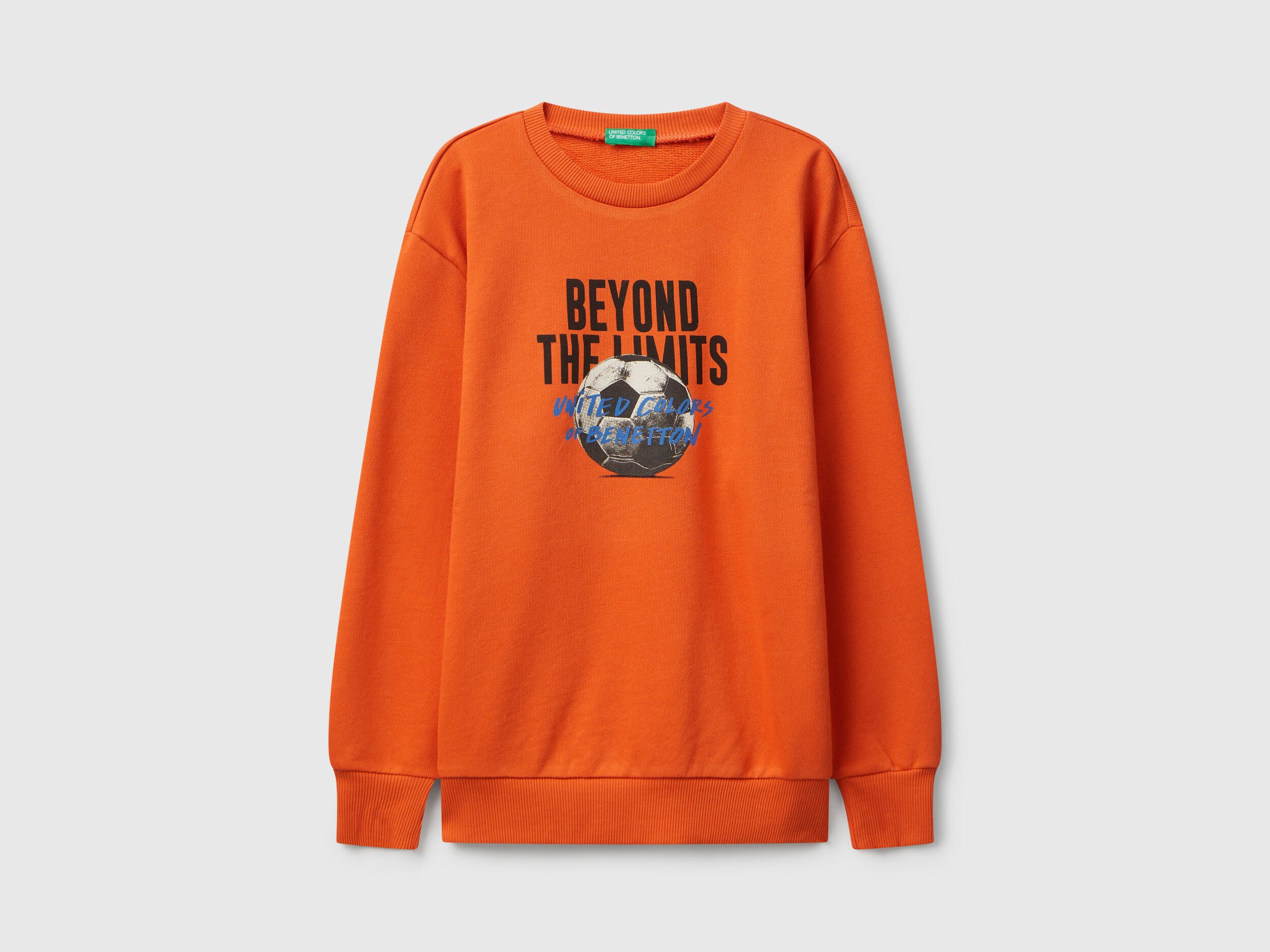 Benetton_Orange_Sweatshirt with Slogan Print_3J68C10QK_04J_01