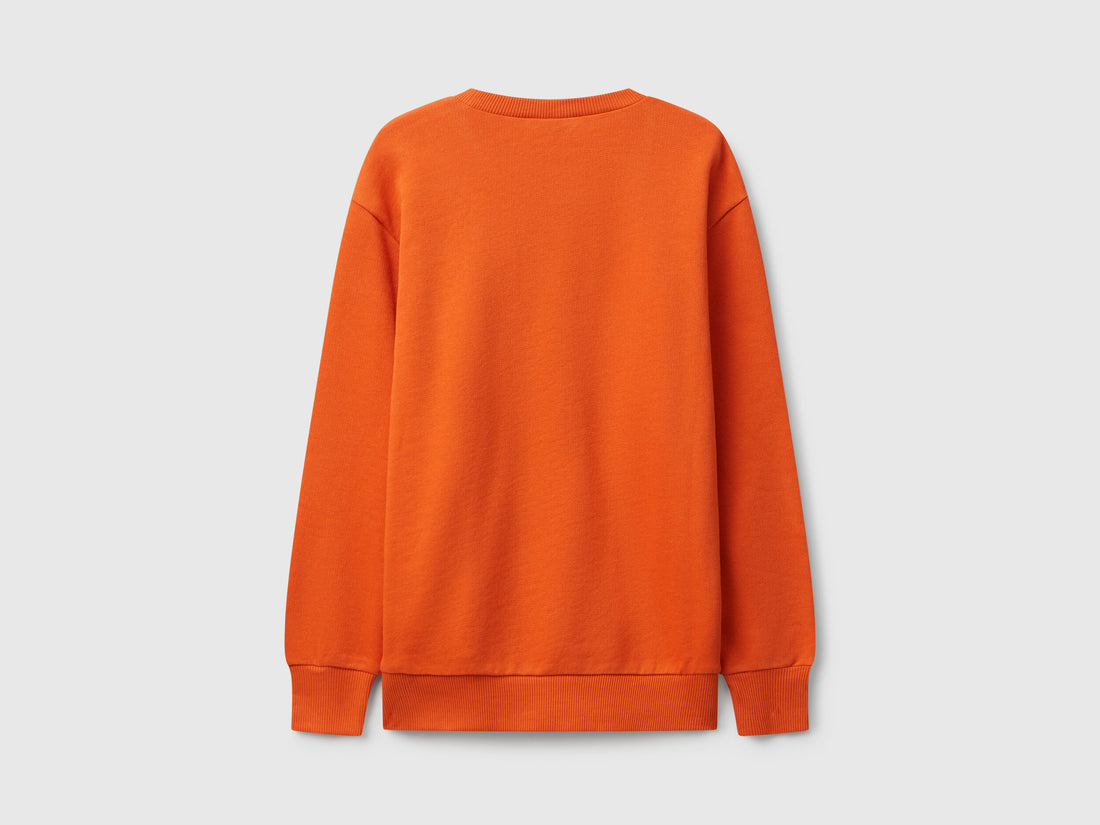 Benetton_Orange_Sweatshirt with Slogan Print_3J68C10QK_04J_02