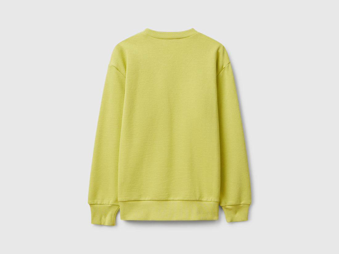 Benetton_Yellow_Sweatshirt with Slogan Print_3J68C10QK_0Y6_02