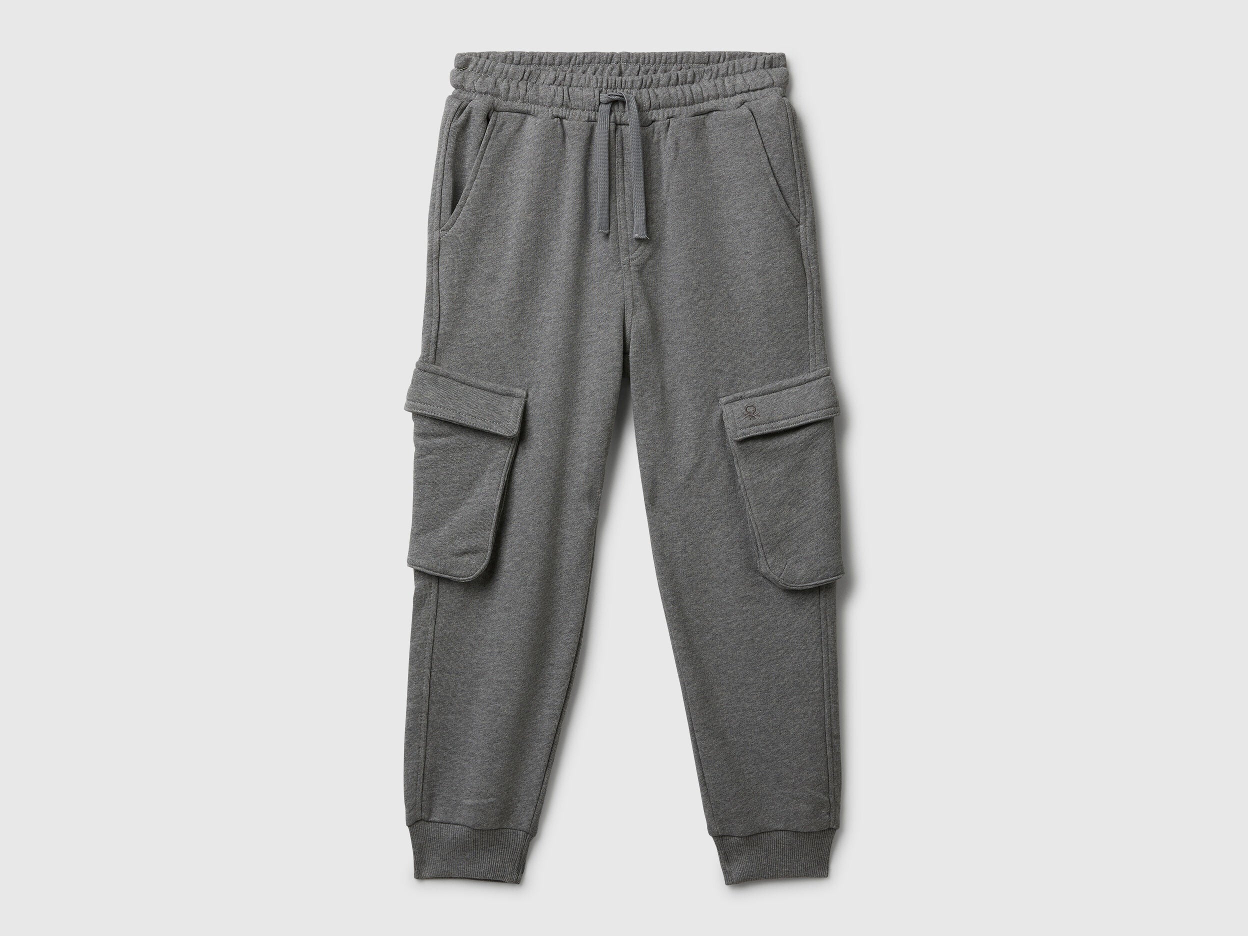 Benetton_Dark Gray_Sweat Fabric Cargo Joggers_3J68CF06I_507_01