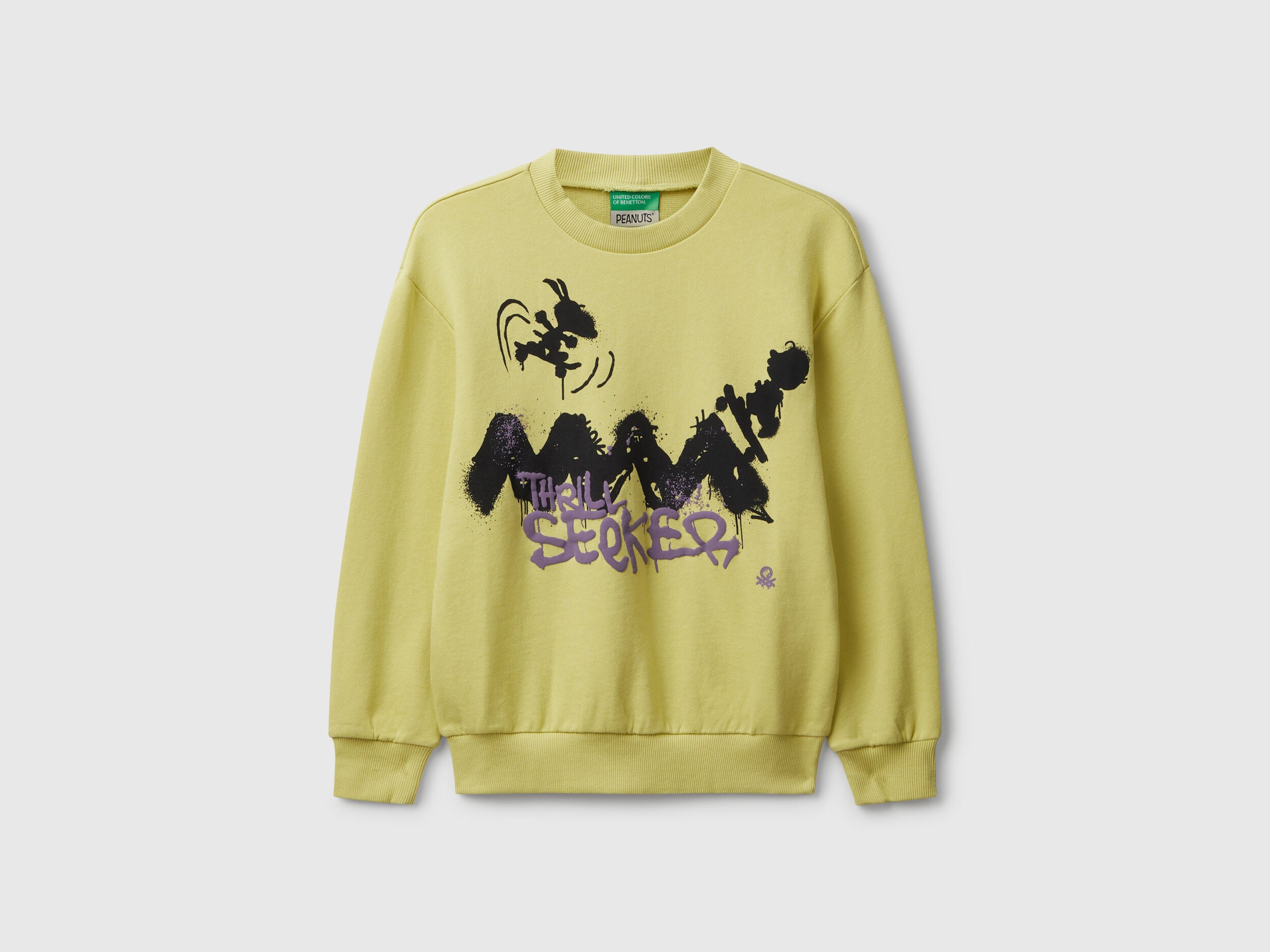 Benetton_Yellow_©Peanuts Sweatshirt in Cotton_3J70C10R4_0Y6_01